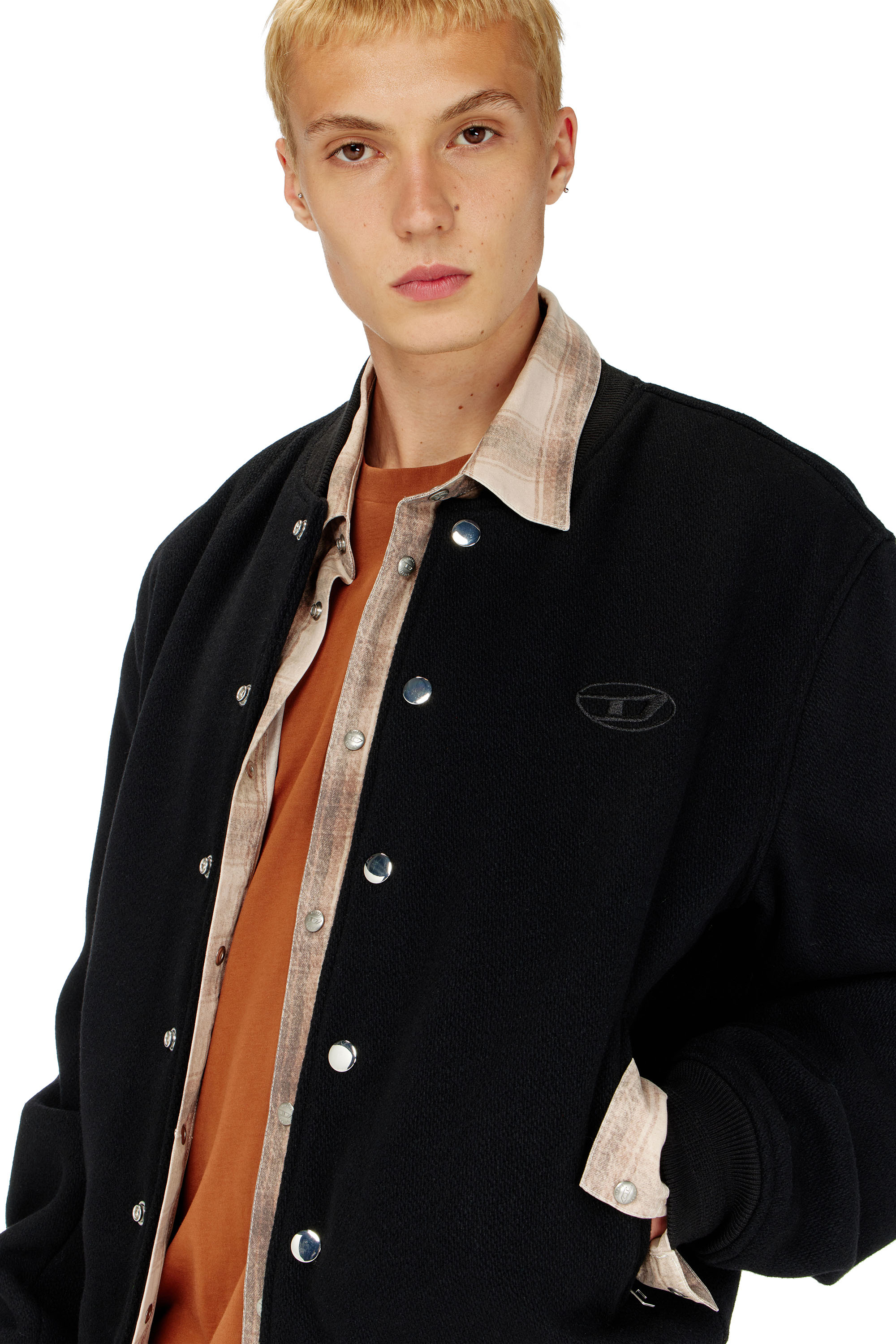 Diesel - J-ARRY-WRD, Man's Bomber jacket in felted wool blend in Black - 5