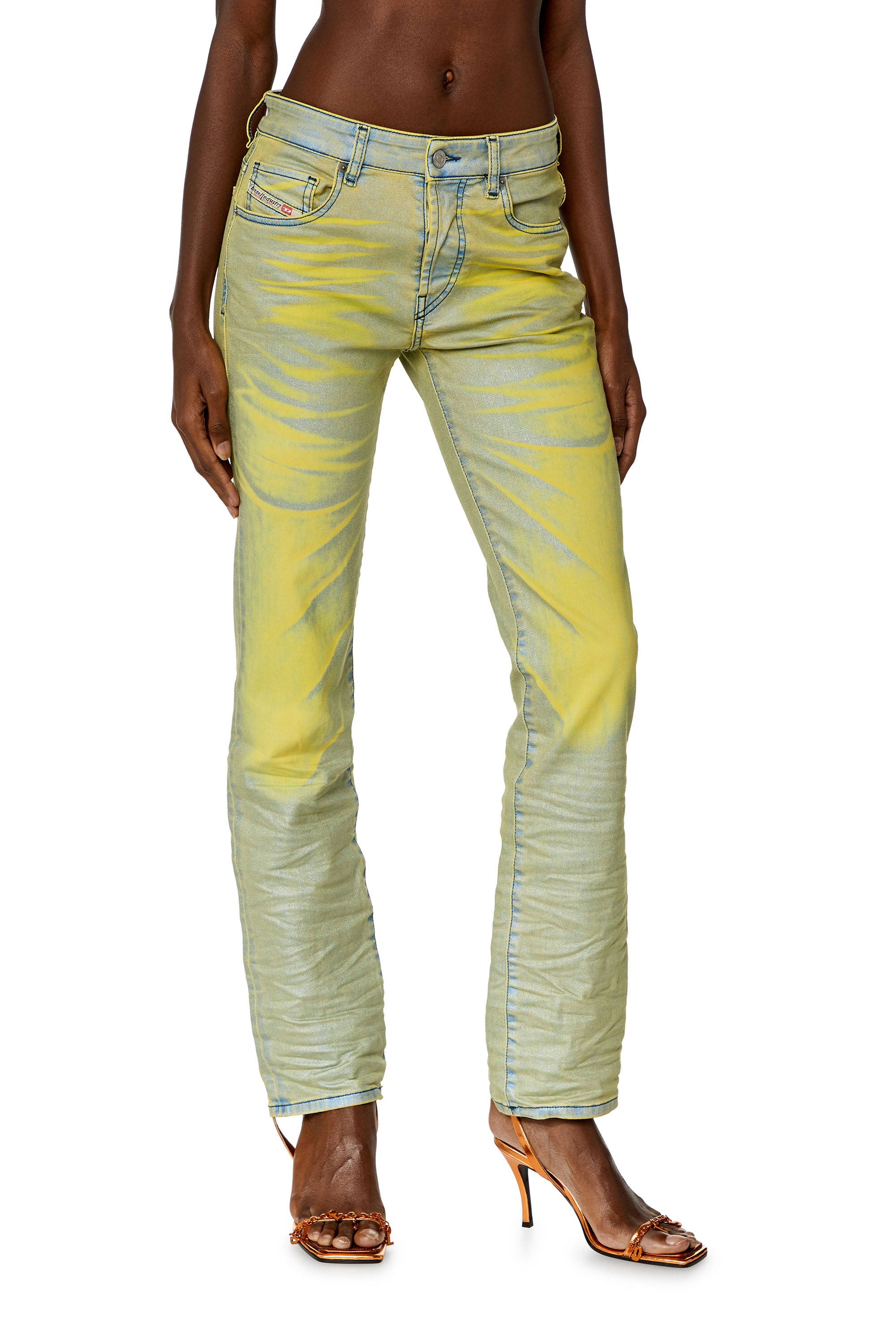 Diesel - Woman Straight Jeans 1989 D-Mine 068KL, Yellow/Blue - Image 1