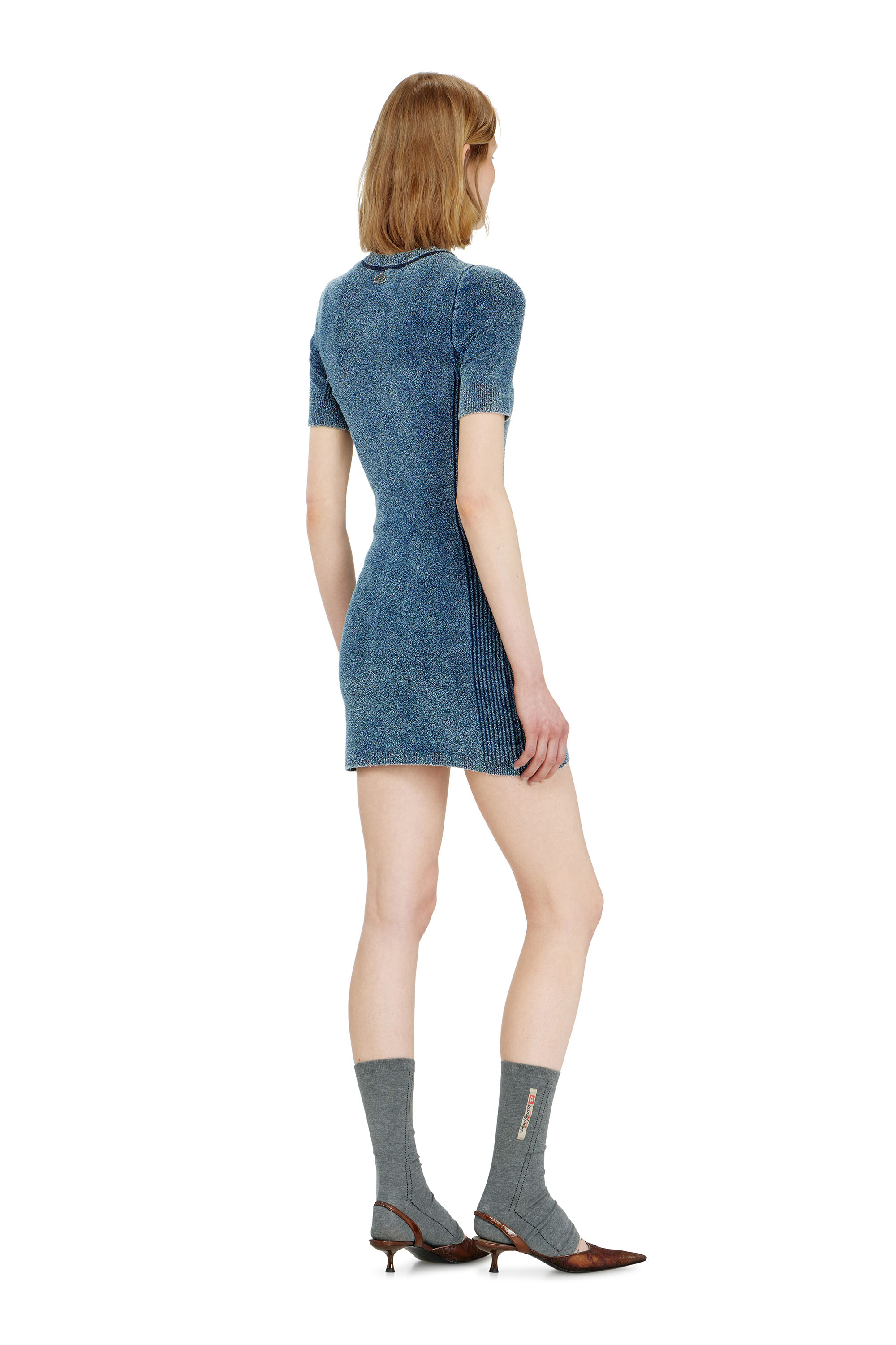 Diesel - M-ESTEE DRESS, Woman's Short dress in indigo boucl&eacute; knit in null - 4