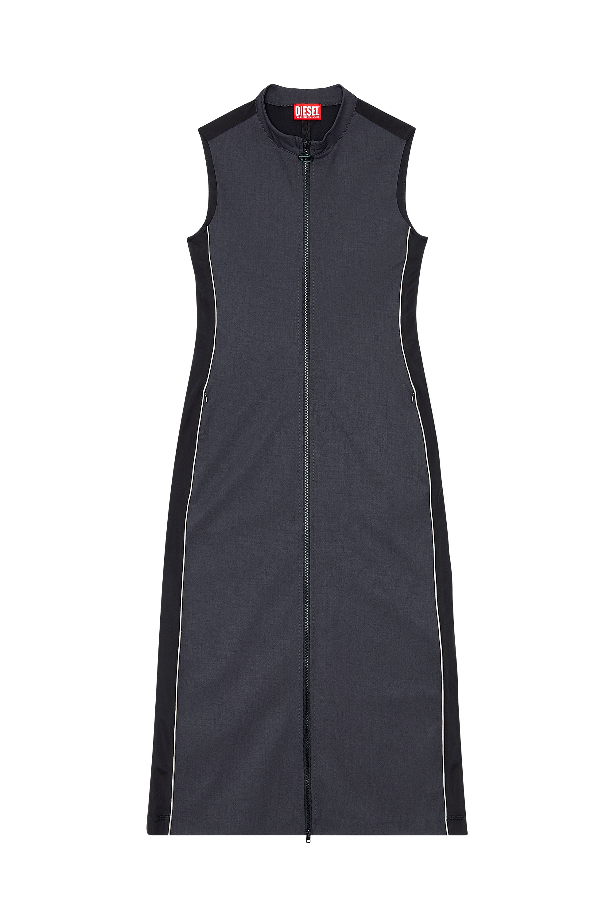 Diesel - D-AMY, Woman Midi dress in cool wool and tech fabric in Multicolor - Image 4
