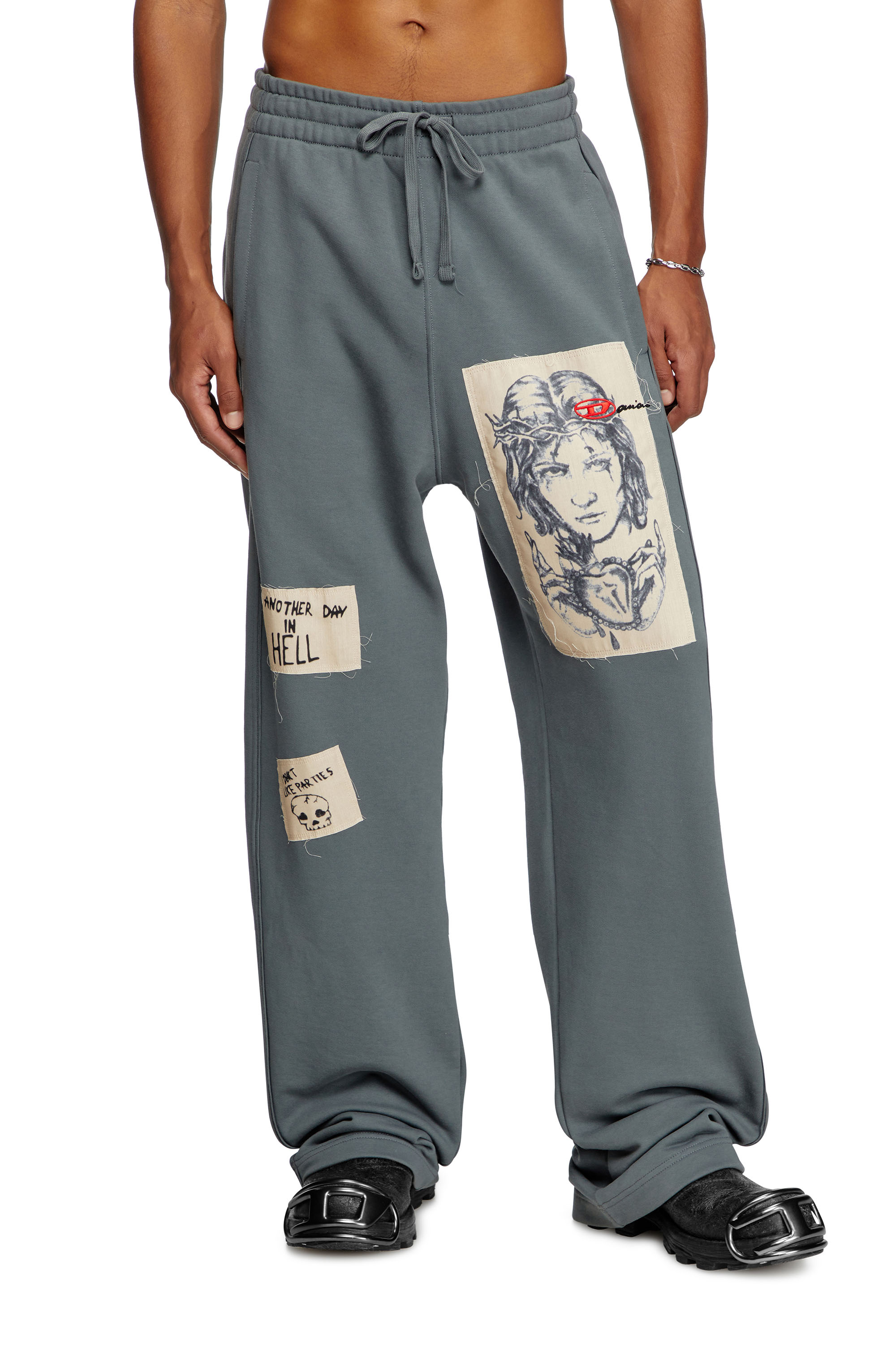 Diesel - P-MARTYANS-DD, Unisex's Track pants with tattoo patches in Grey - 2