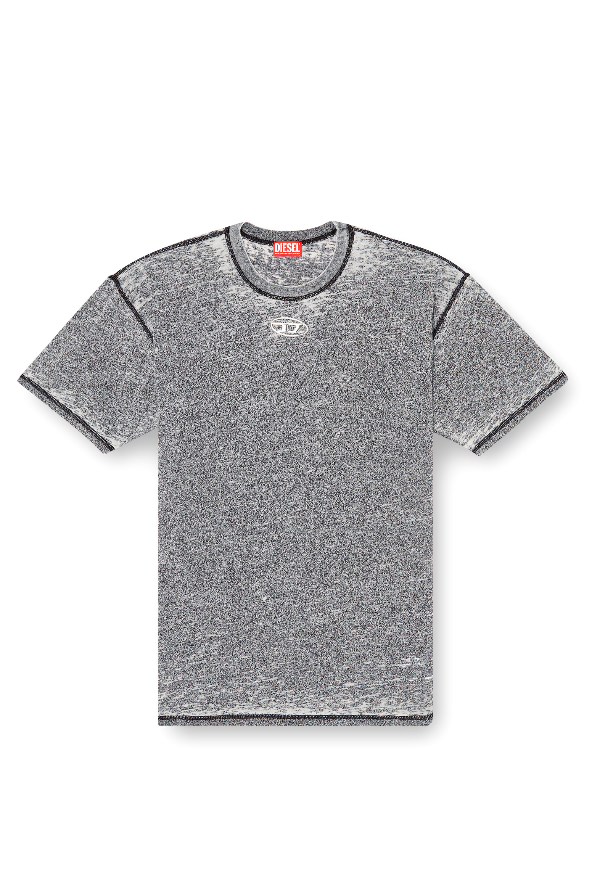 Diesel - T-BOXT-PAK, Man's Burnout T-shirt with metal-look logo in Grey - 3