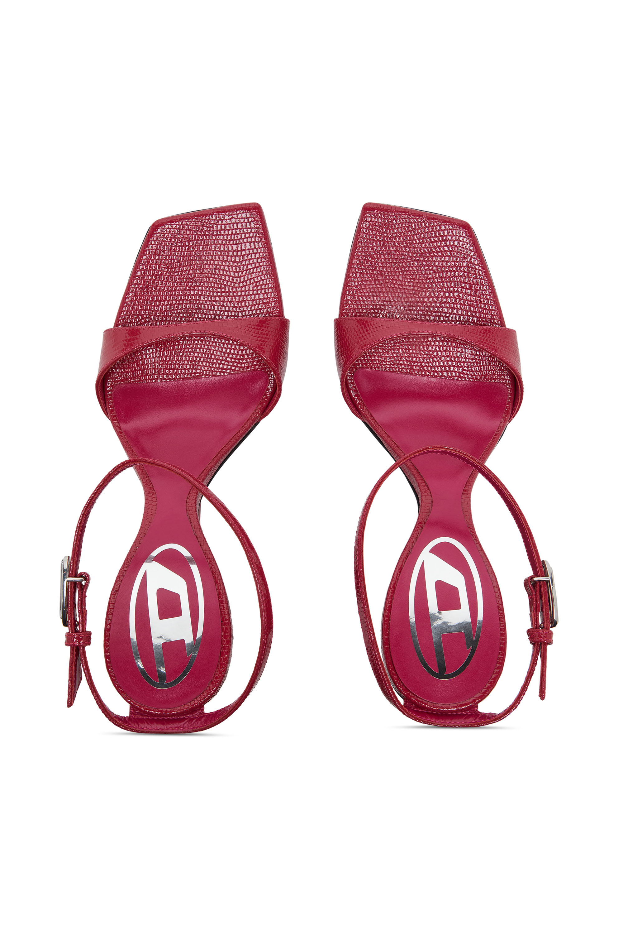 D-AMBER SANDAL WEDGE, Pink Diesel - D-AMBER SANDAL WEDGE, Woman's D-Amber-Wedge sandals in lizard-effect leather in Pink - 4