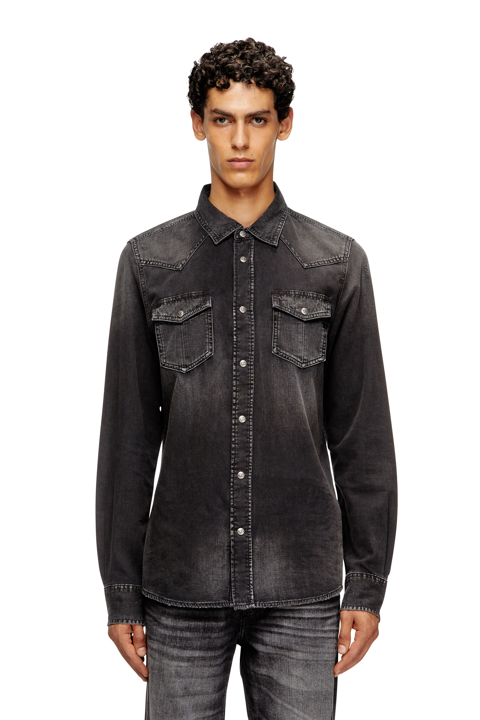 Diesel - D-VEGA, Man's Denim overshirt in Black - 3