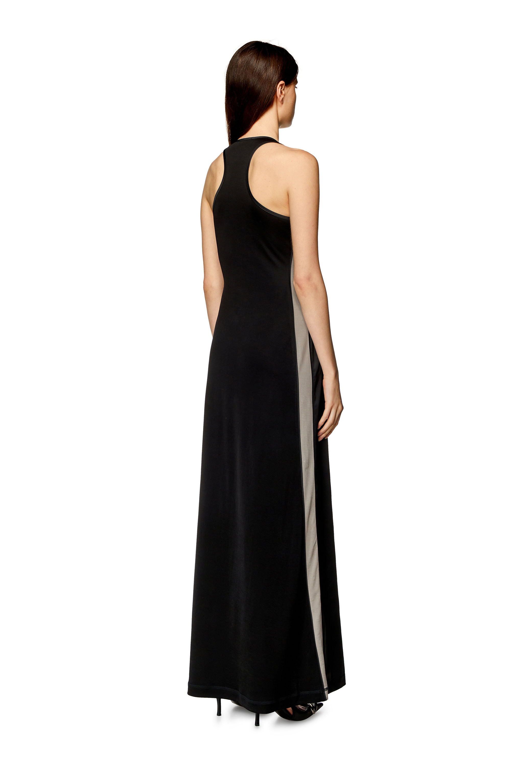Diesel - D-ARLYN, Woman Long dress in stretch satin and jersey in Black - Image 3