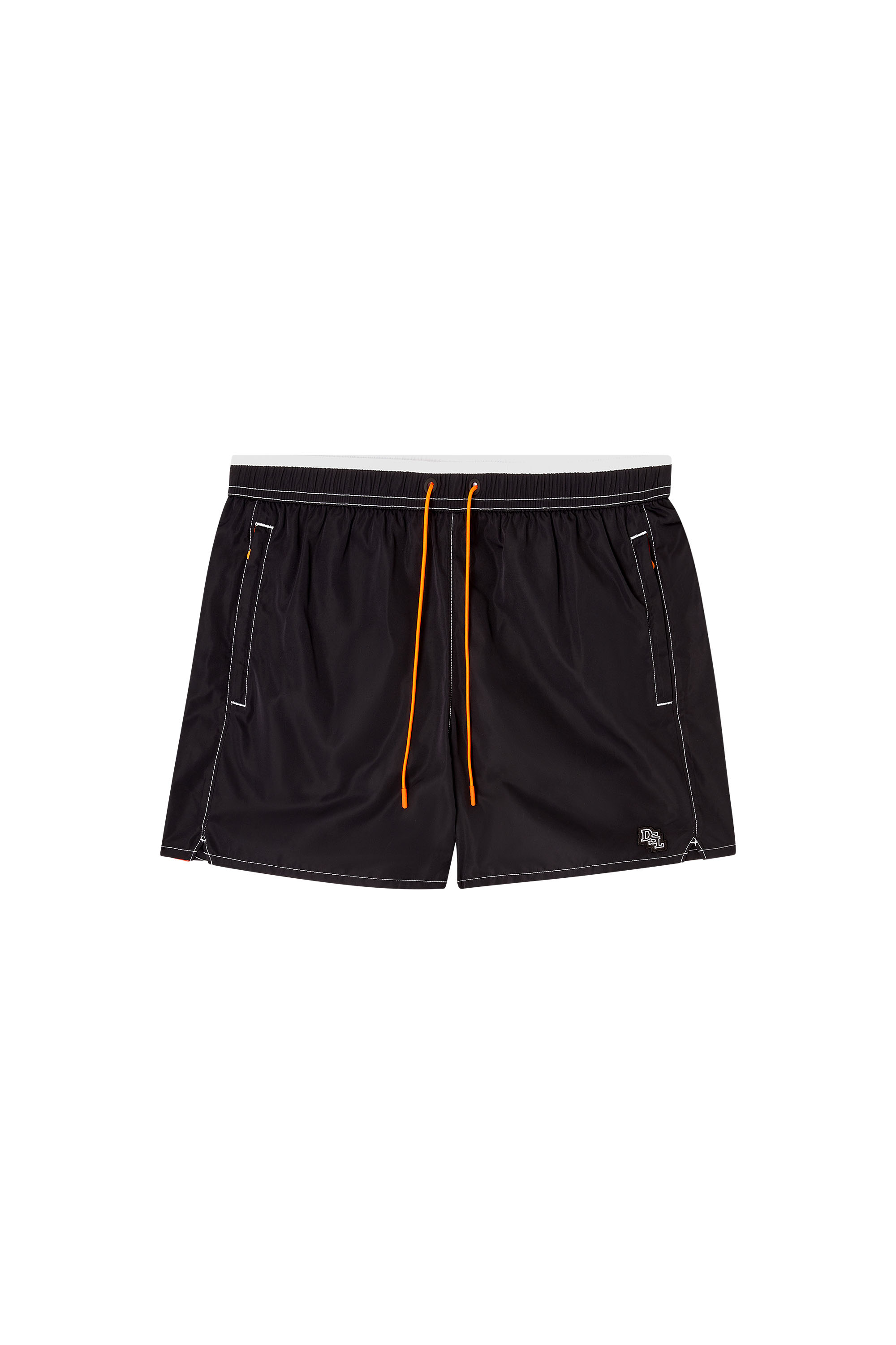 Diesel - SOCCER-41-D-POP-B, Man's Swim shorts with tonal trim and DSL patch in Black - 4