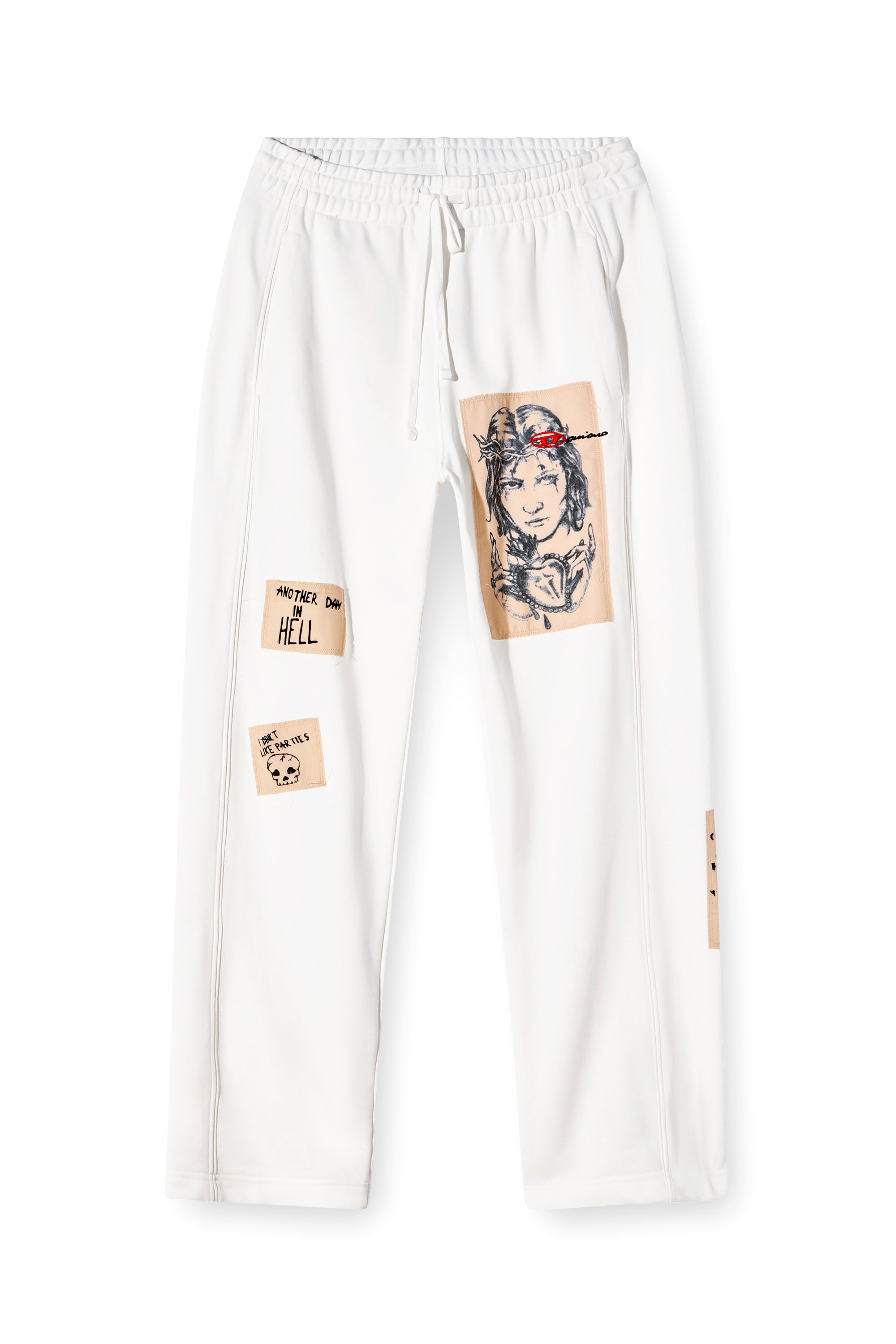 Diesel - P-MARTYANS-DD, Unisex's Track pants with tattoo patches in White - 3