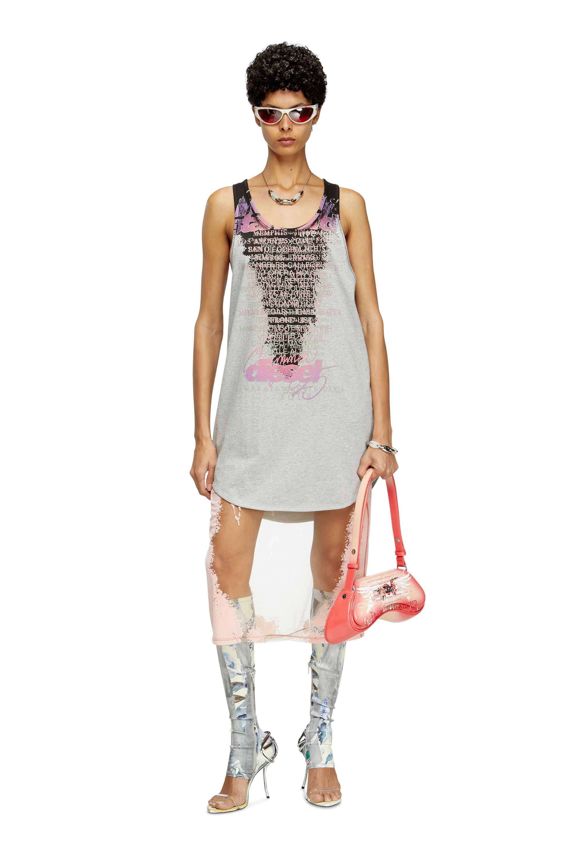 Diesel - T-SHAN, Unisex's Tank top with lyrics print in Grey - 7
