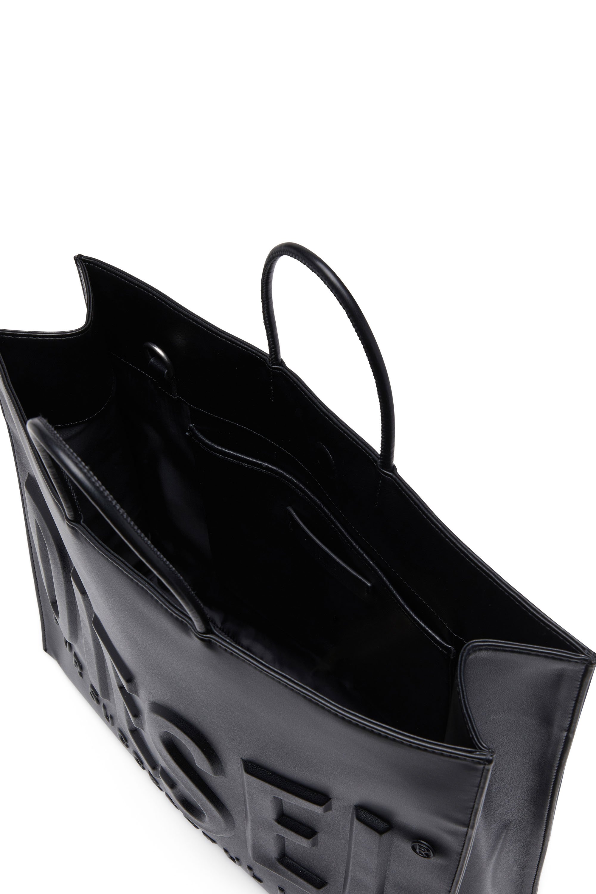 Diesel - DSL 3D TOTE EW X, Man's Dsl 3D-Recycled PU tote bag with embossed logo in Black - 4