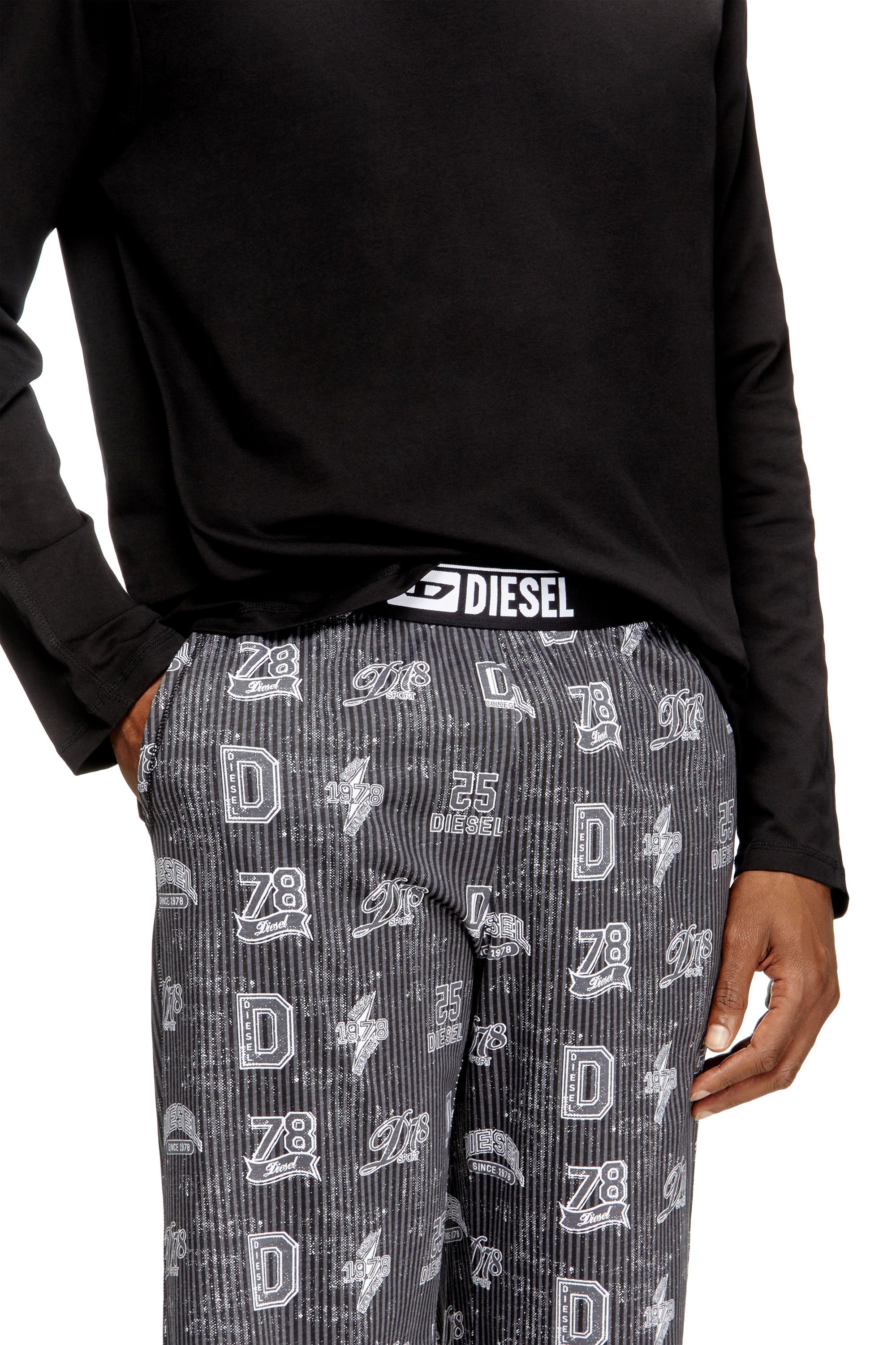 Diesel - SET-NOLAN-D-BOX, Man's Cotton pajama set with logo prints in Black/Grey - 3