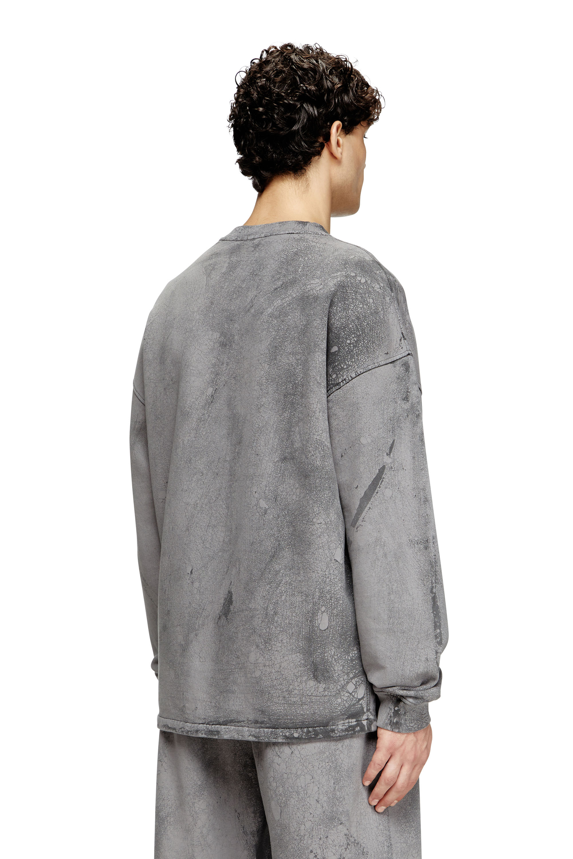 Diesel - S-BAXT-T1, Man's Cracked-effect sweatshirt with micro logo in Grey - 4