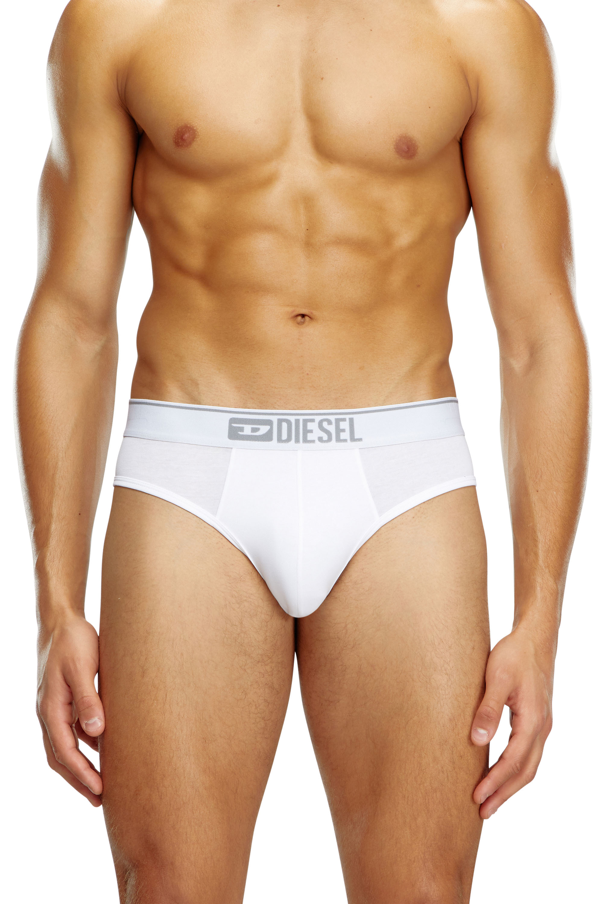 Diesel - UMBR-ANDRETHREEPACK, Man's Three-pack of plain logo briefs in White/Black - 2