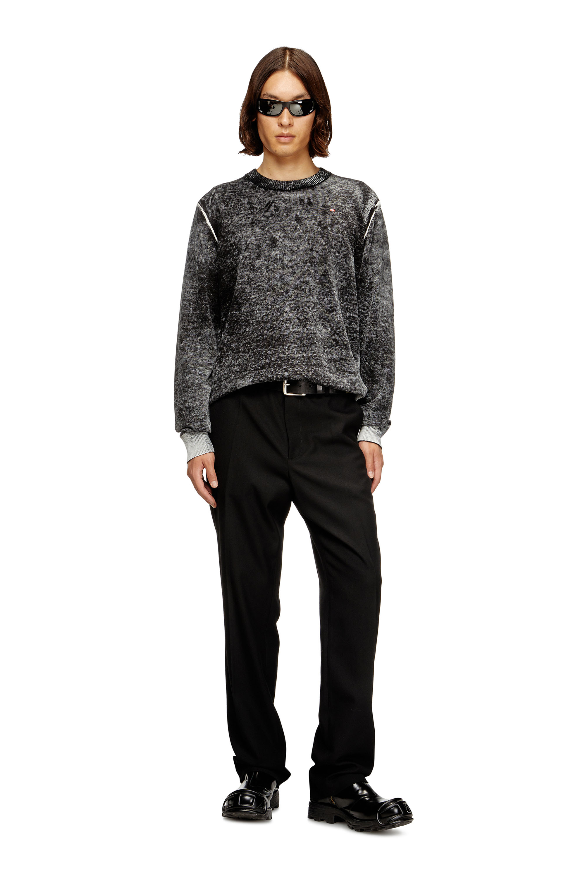 Diesel - K-LAURENT, Man's Jumper with faded reverse print in Grey - 2