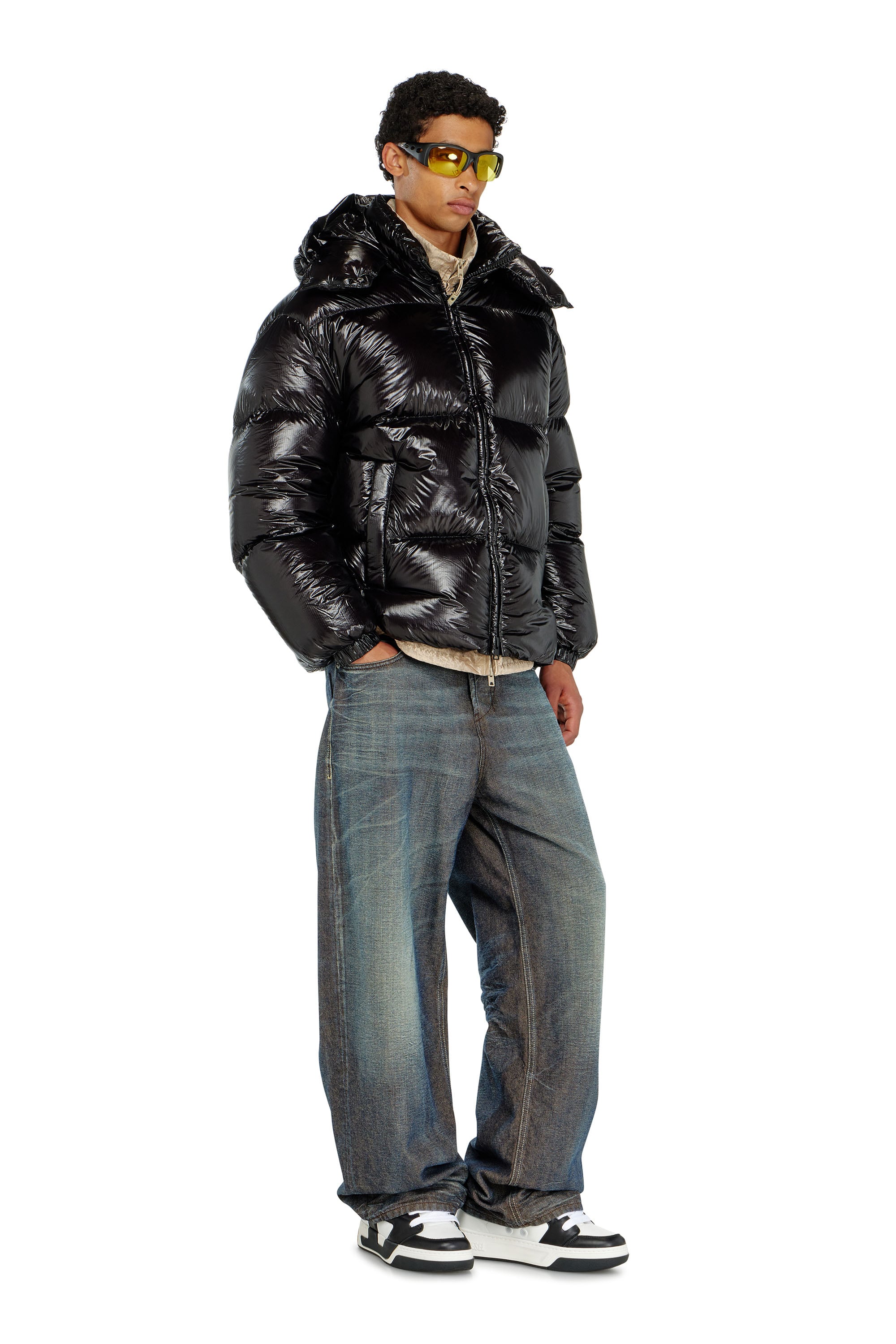 Diesel - W-ROLFYS-WRD-BKCP, Man's Down puffer jacket with detachable hood in Black - 2