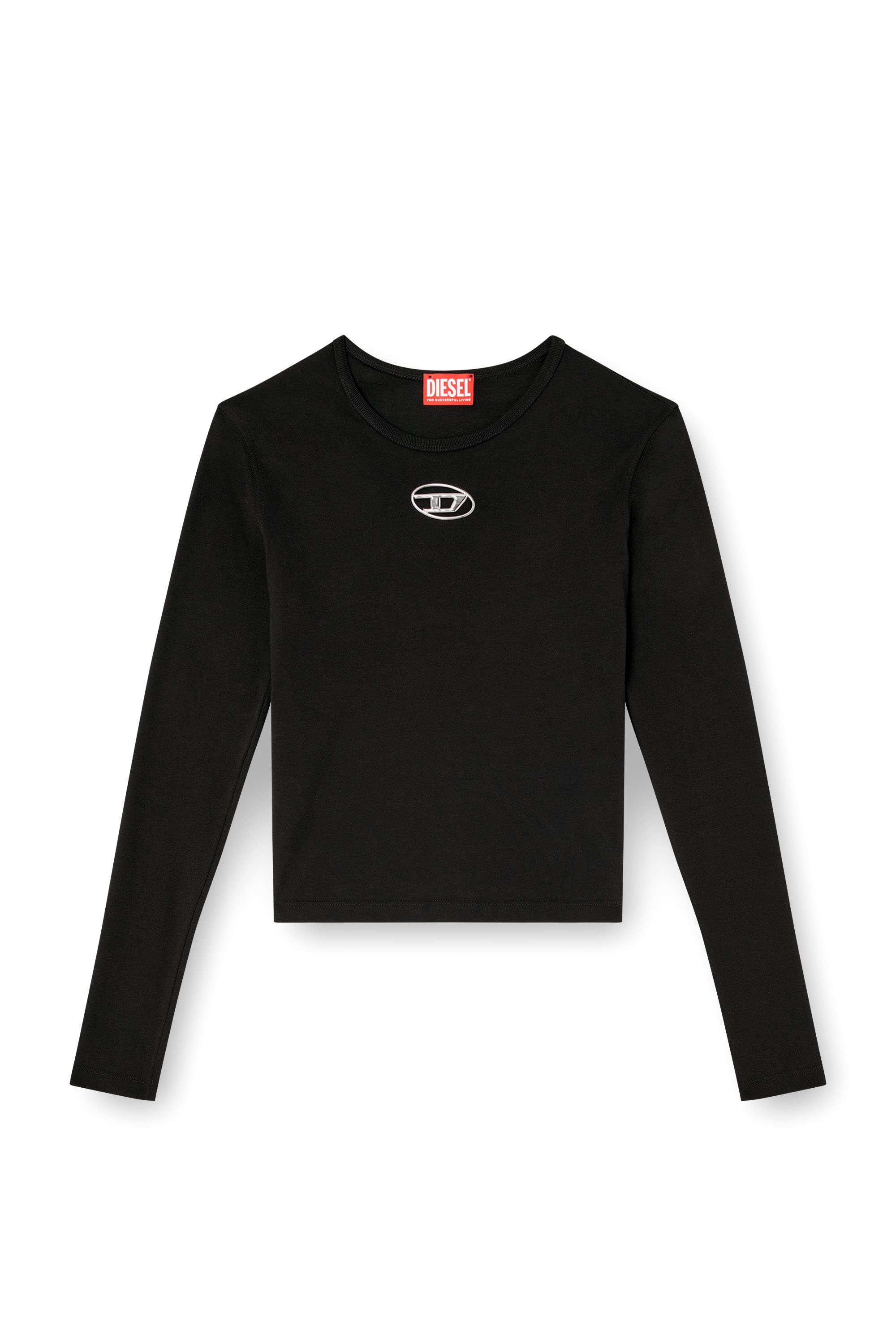 Diesel - T-UNCUTIE-LONG-LS-OD, Woman's Long-sleeve top with Oval D cut-out in Black - 3