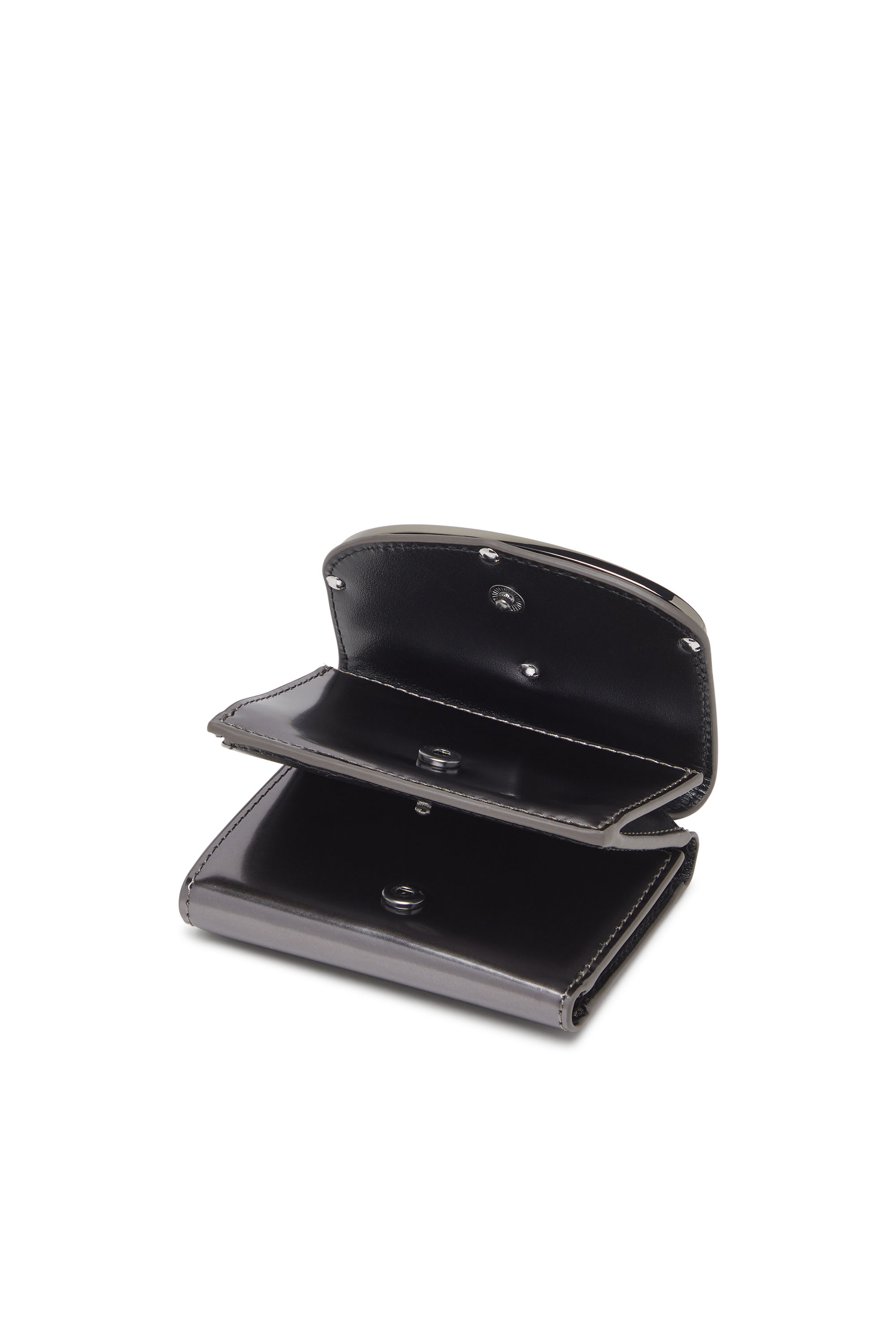 Diesel - 1DR TRI FOLD COIN XS II, Woman's Tri-fold wallet in mirrored leather in Grey - 4