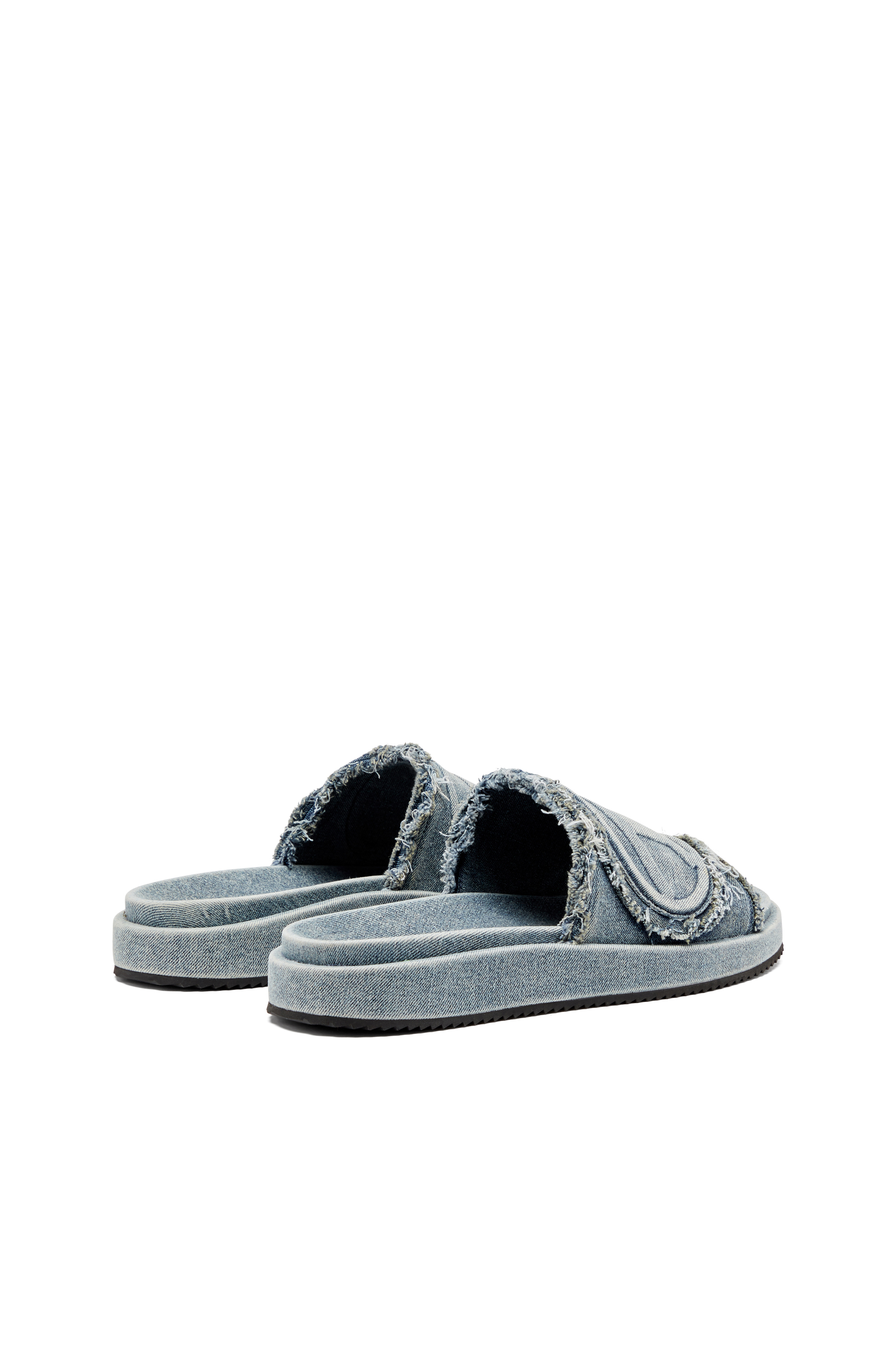 Diesel - SA-SLIDE D OVAL, Unisex's Distressed denim slides in Light Blue - 3