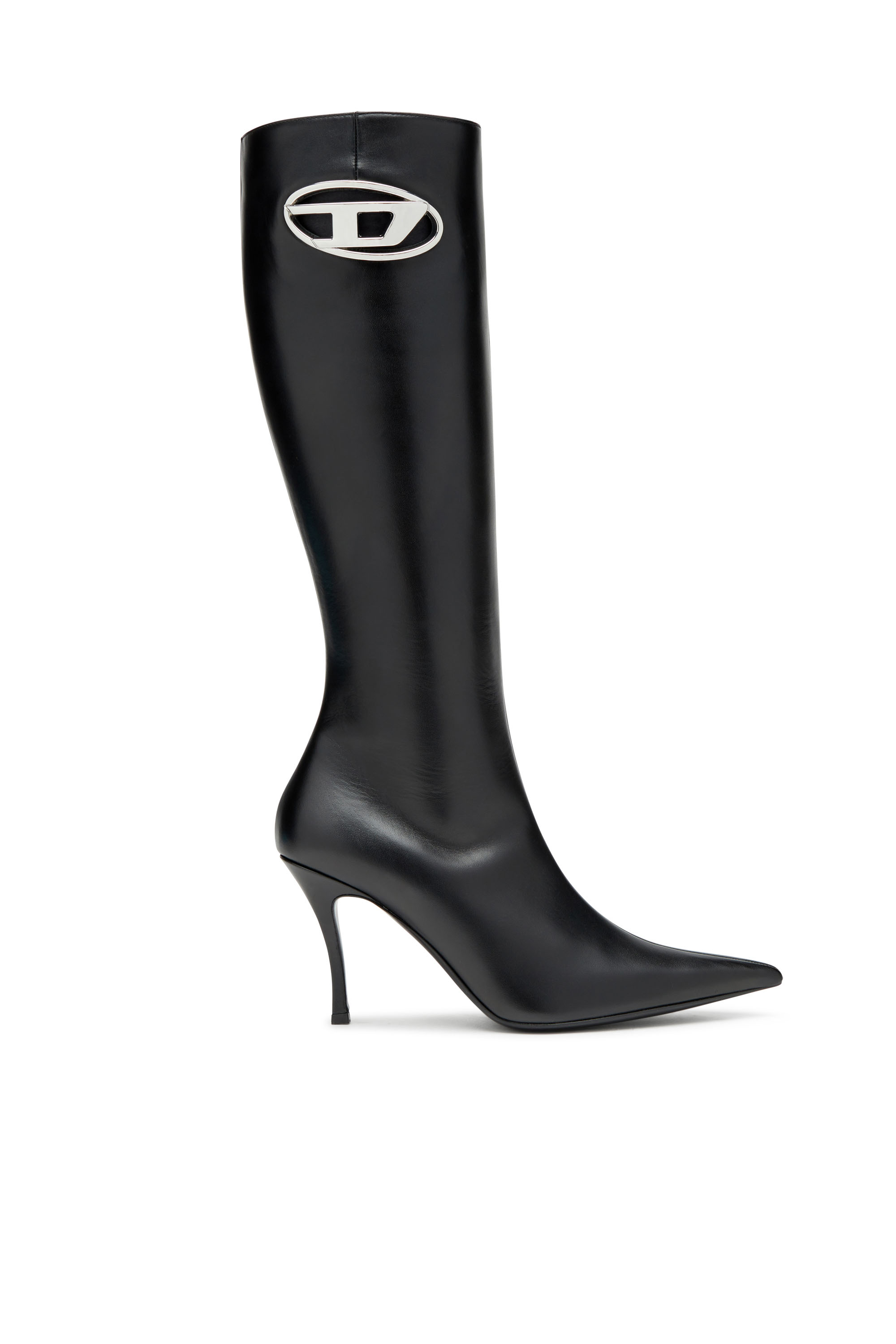 Diesel - D-VENUS HBT, Woman D-Venus-Leather boots with oval D plaque in Black - Image 1