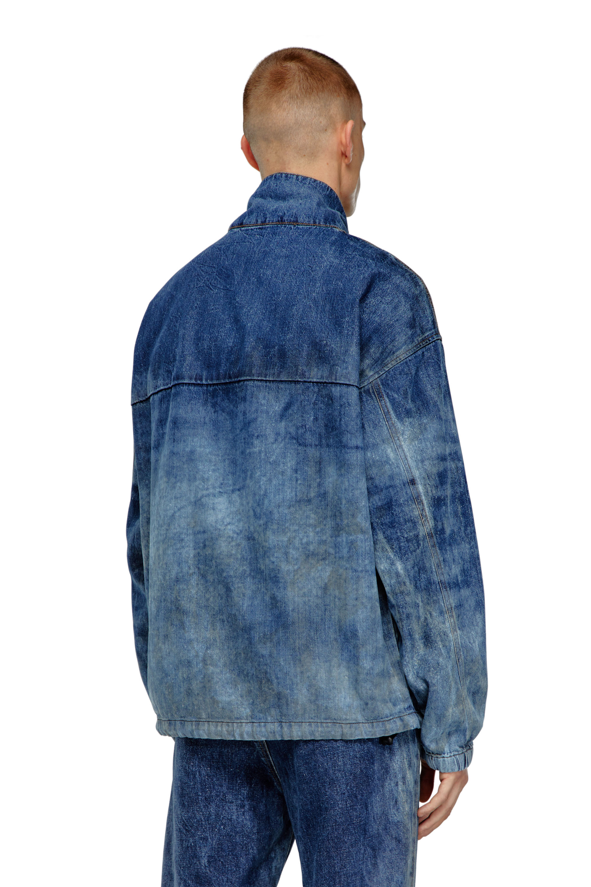 Diesel - D-FLOW-FSE, Man Pullover jacket in dirt-effect denim in Blue - Image 4