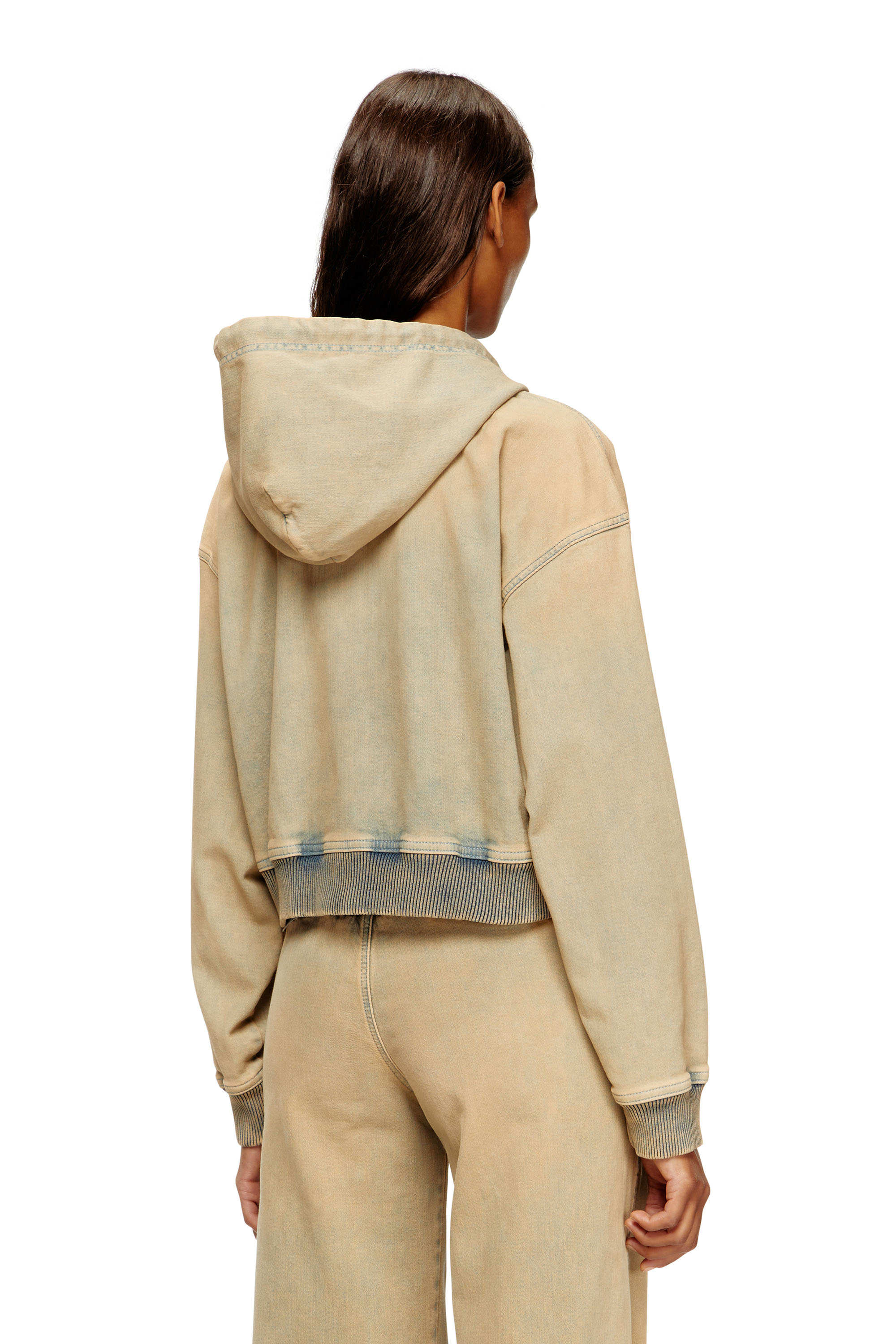 Diesel - DE-GIRI-CROP JOGG, Woman's Zipped hoodie in coloured JoggJeans in Beige/Blue - 4