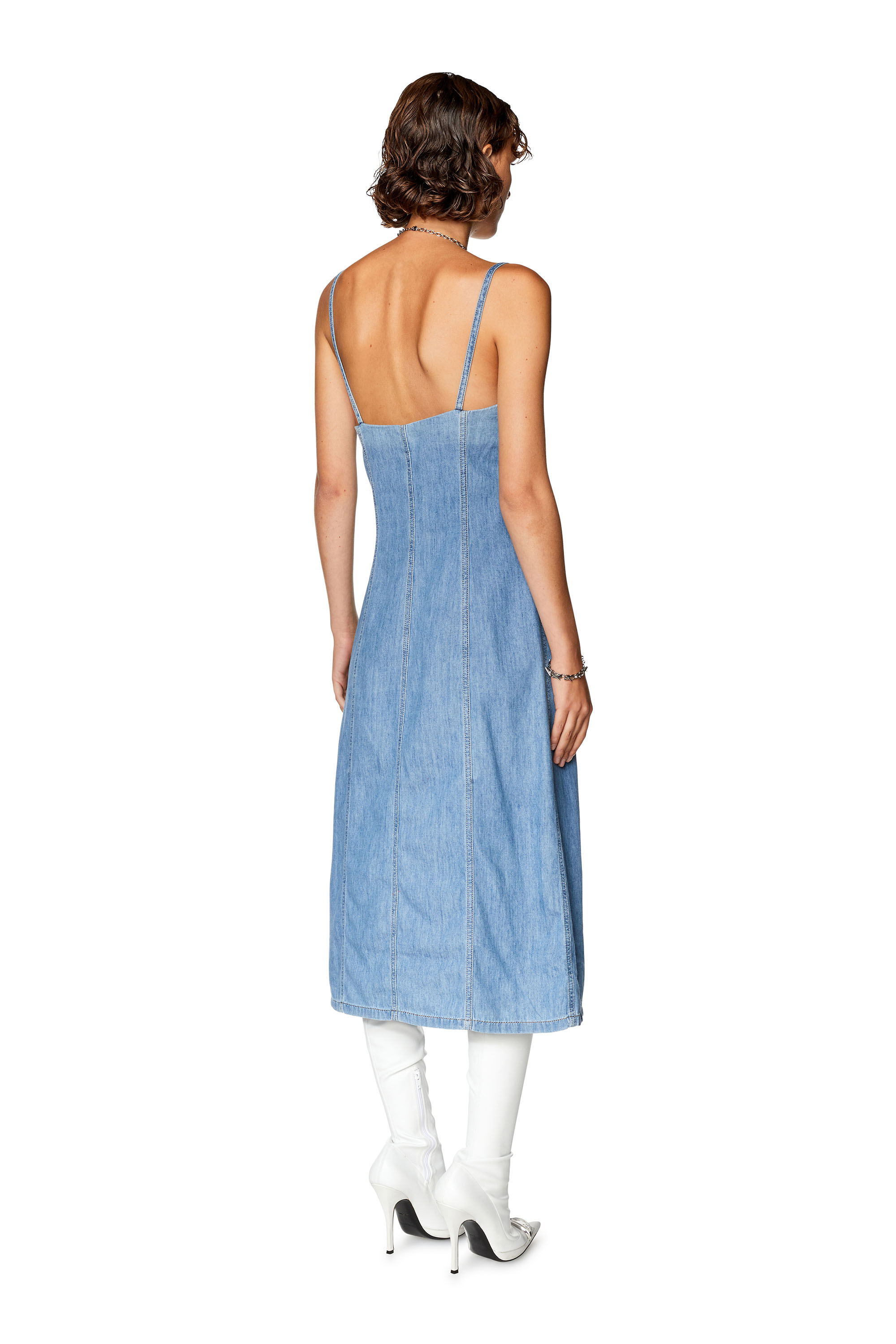 Diesel - DE-DRESSY, Woman Strappy midi dress in fix denim in Blue - Image 3