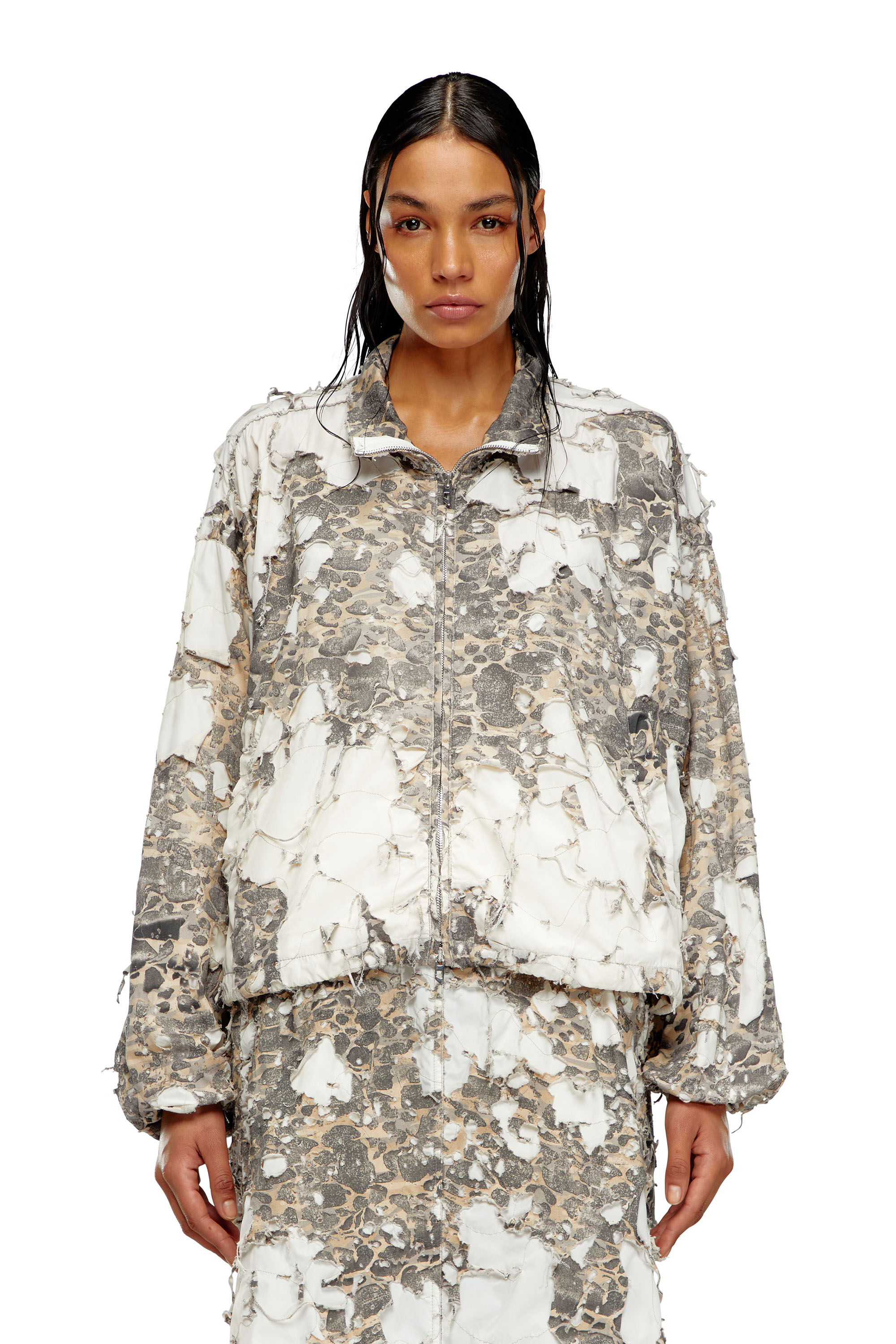 Diesel - G-BRUMA, Woman Camo jacket with destroyed finish in Multicolor - Image 5
