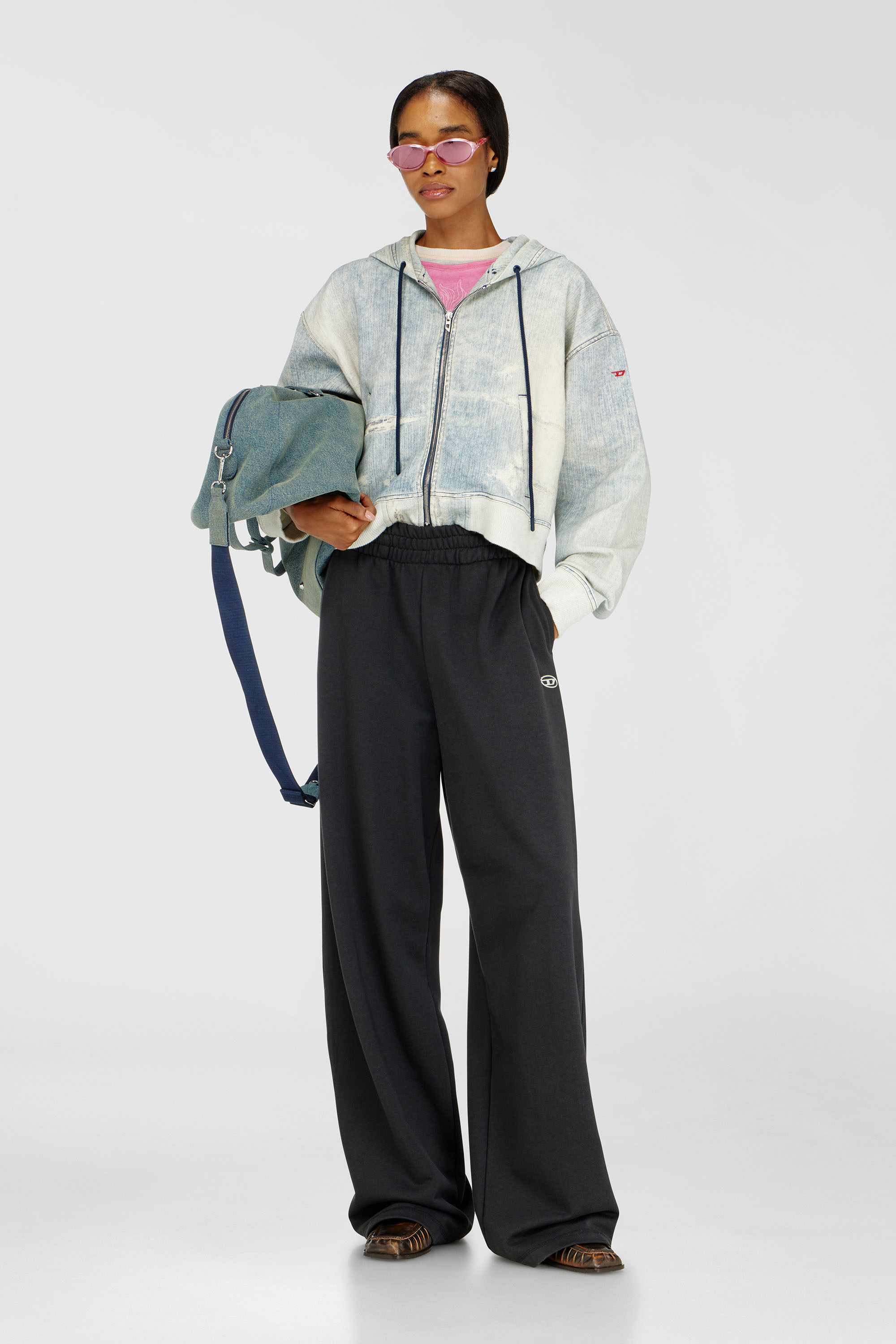 Diesel - P-ZENIA-OD, Woman's Loose track pants with elastic waistband in Black - 2