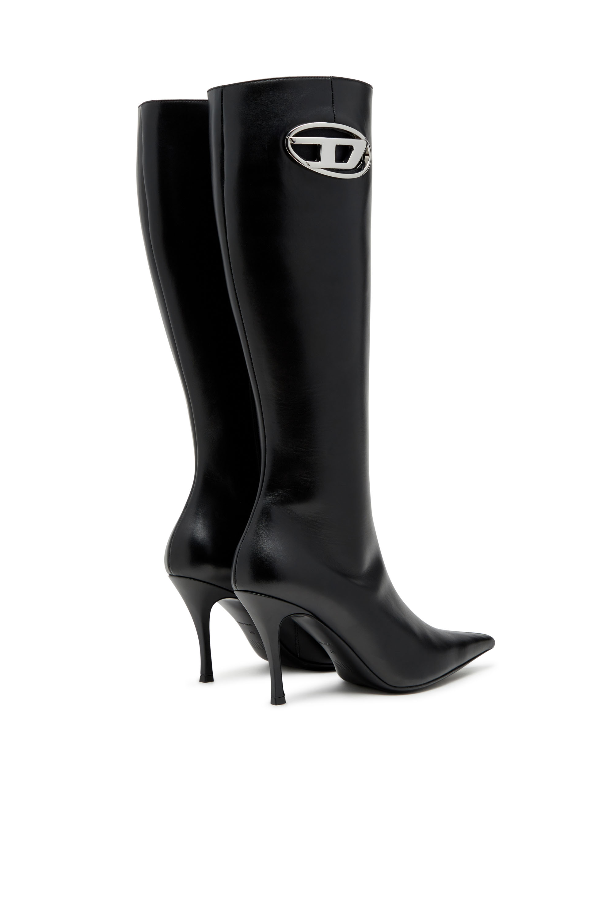 Diesel - D-VENUS HBT, Woman D-Venus-Leather boots with oval D plaque in Black - Image 3