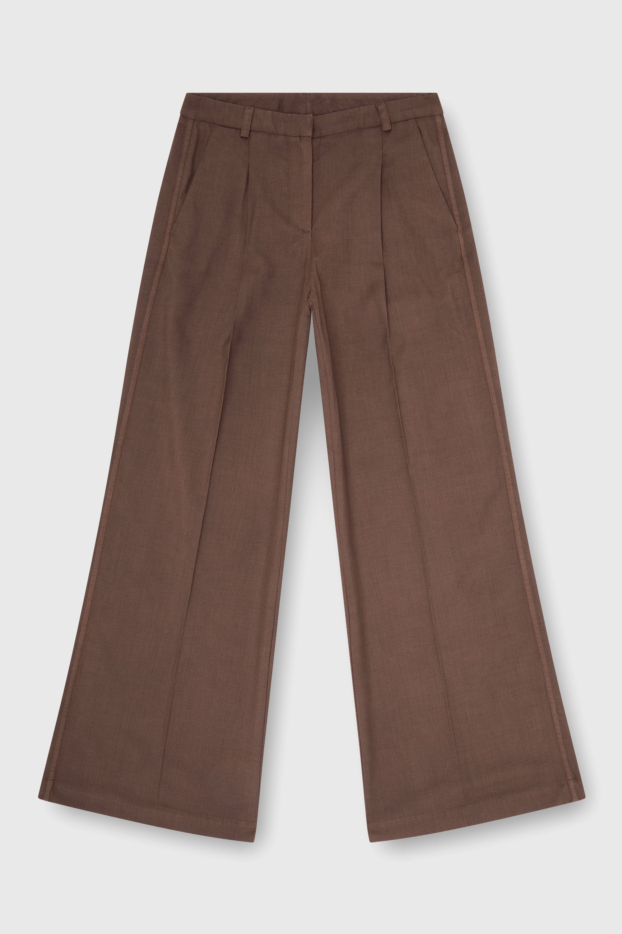 Diesel - P-ARIDE, Woman's Pleated wide-leg pants in stretch wool in Brown - 2