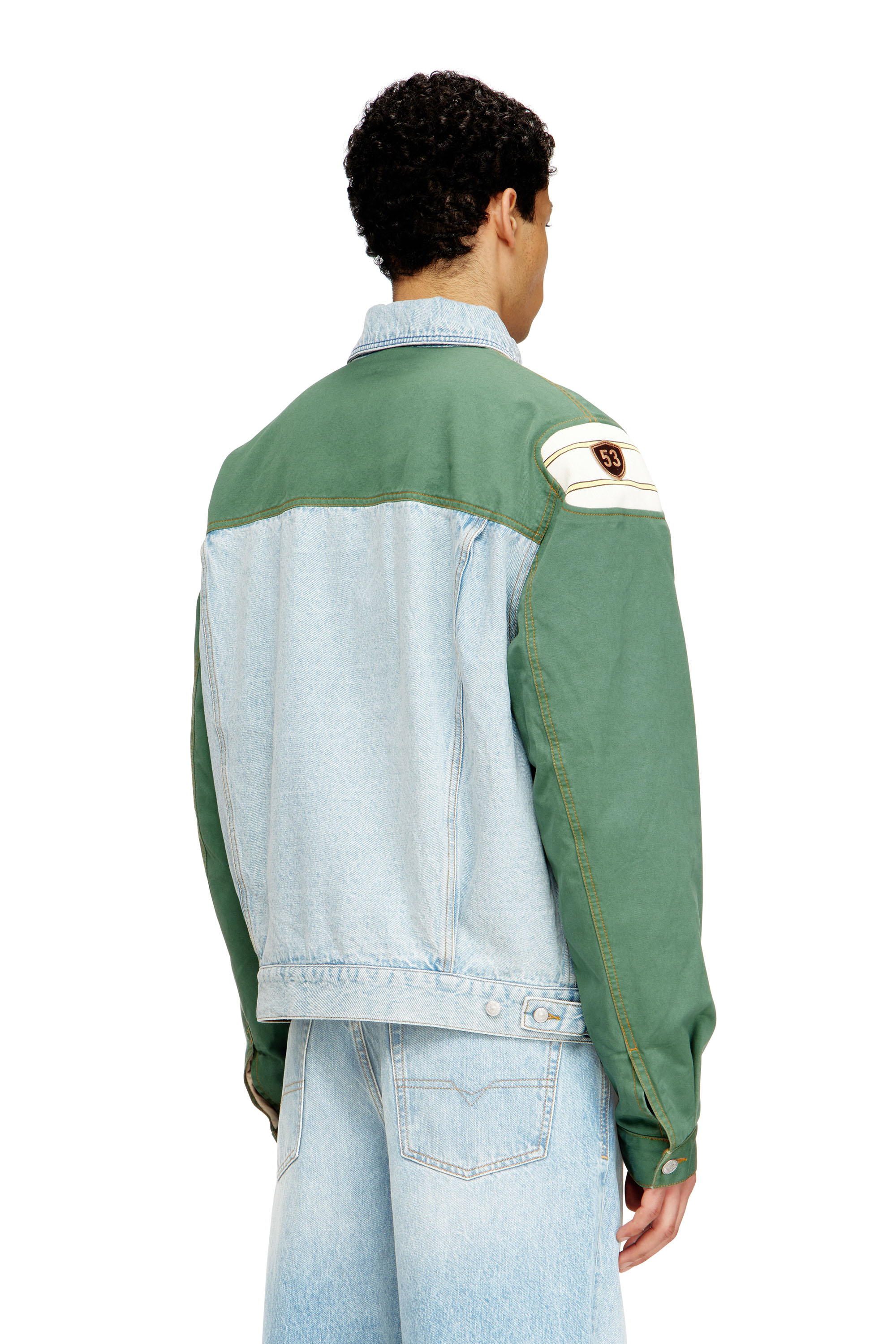 Diesel - J-GIANT-20TH, Unisex's Denim jacket with cotton insert in Green/Blue - 4