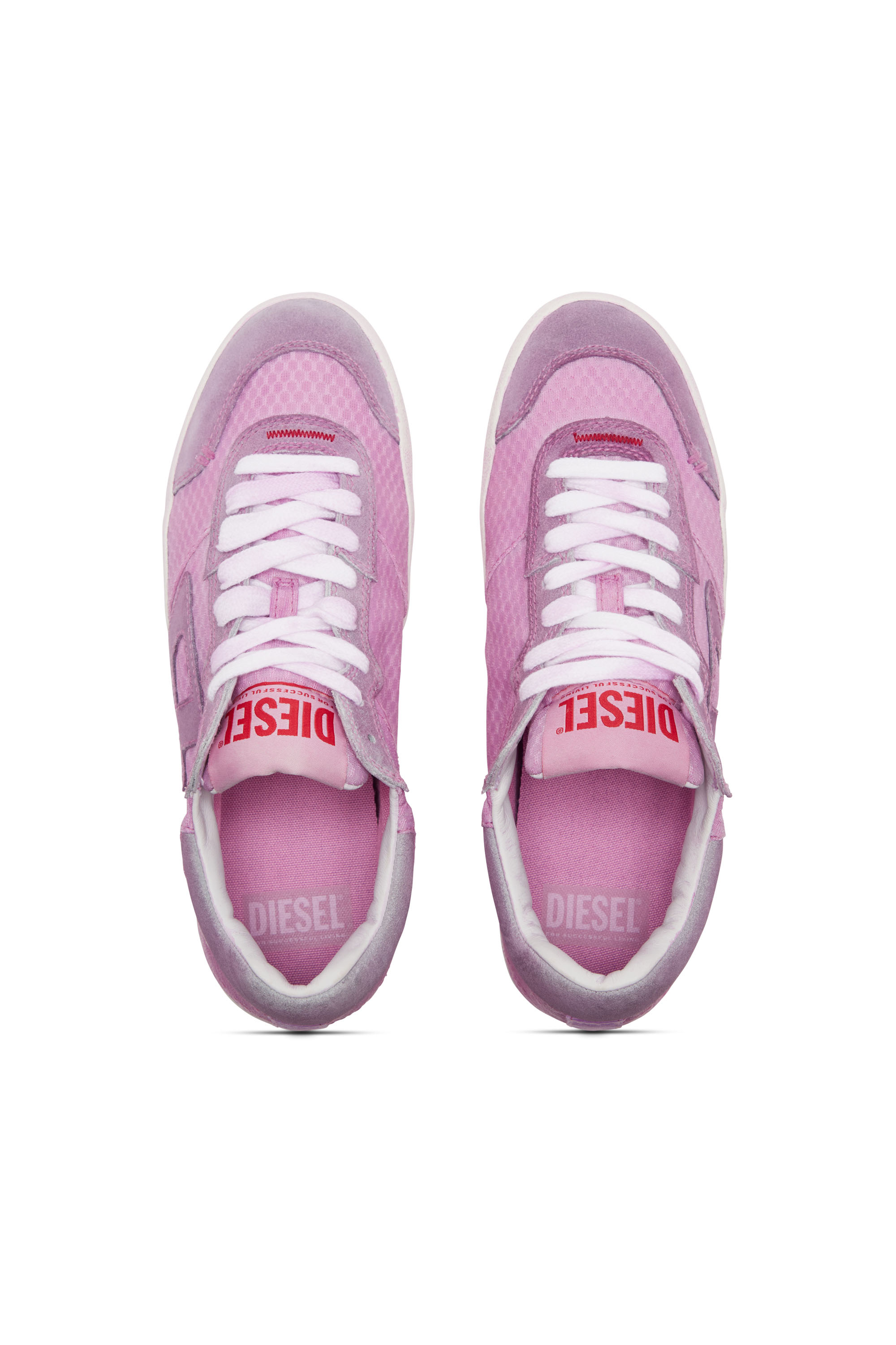 Diesel - S-LEROJI LOW W, Woman S-Leroji Low-Low-top sneakers in mesh and suede in Pink - Image 5