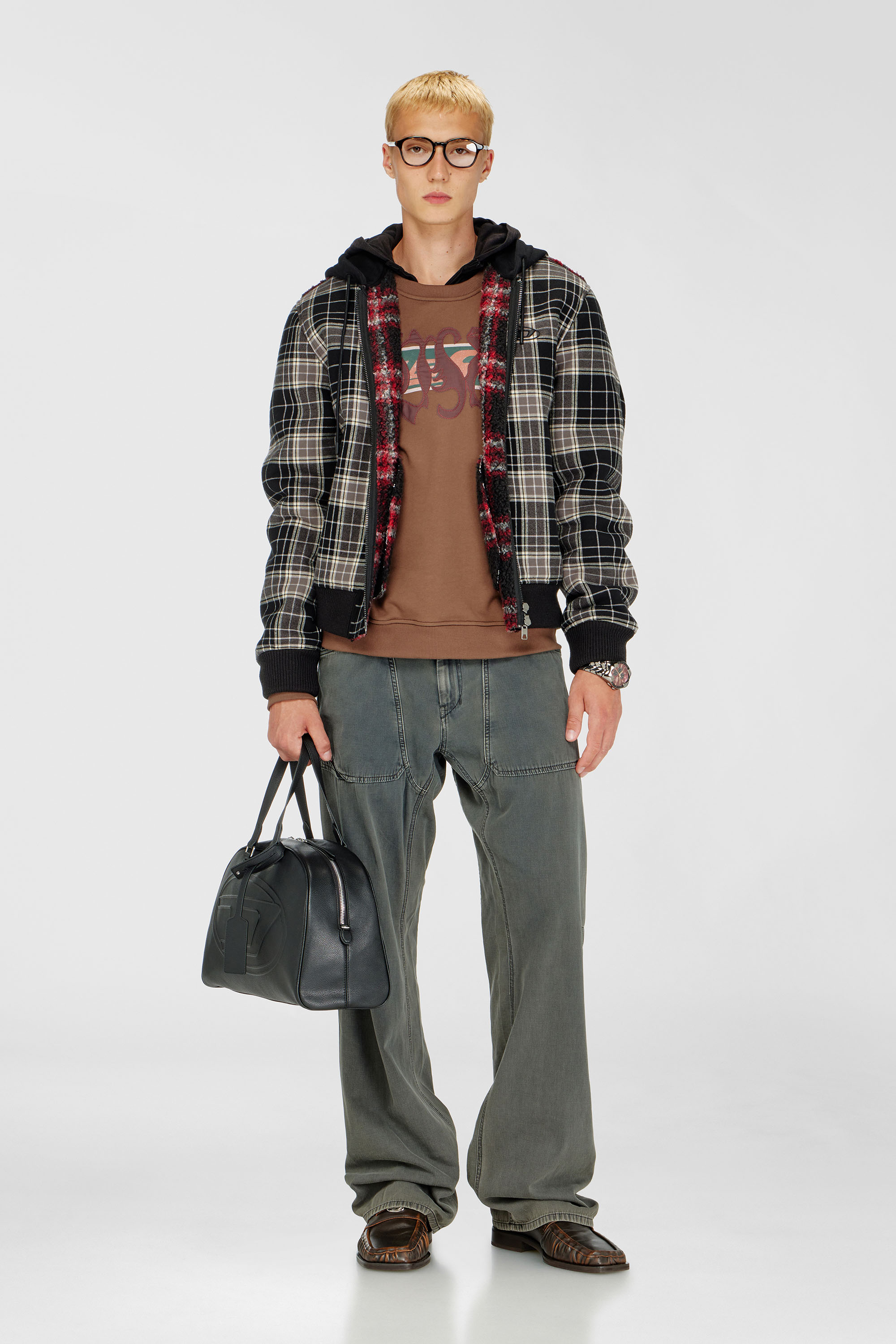 Diesel - S-NORM-AA6, Man's Sweatshirt with graphic prints and patches in Brown - 2