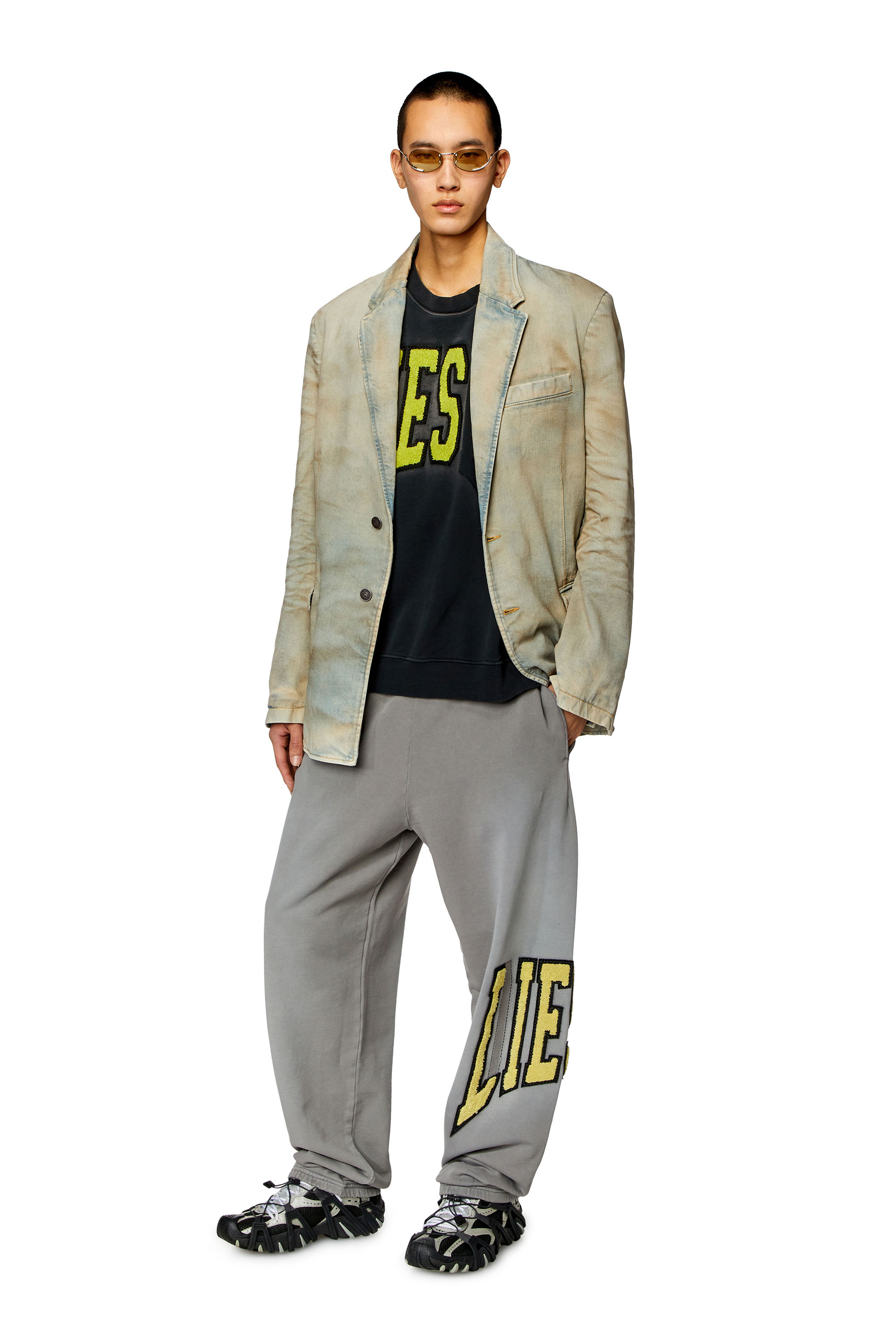 Diesel - P-MARCHI, Man College track pants with LIES patches in Grey - Image 2