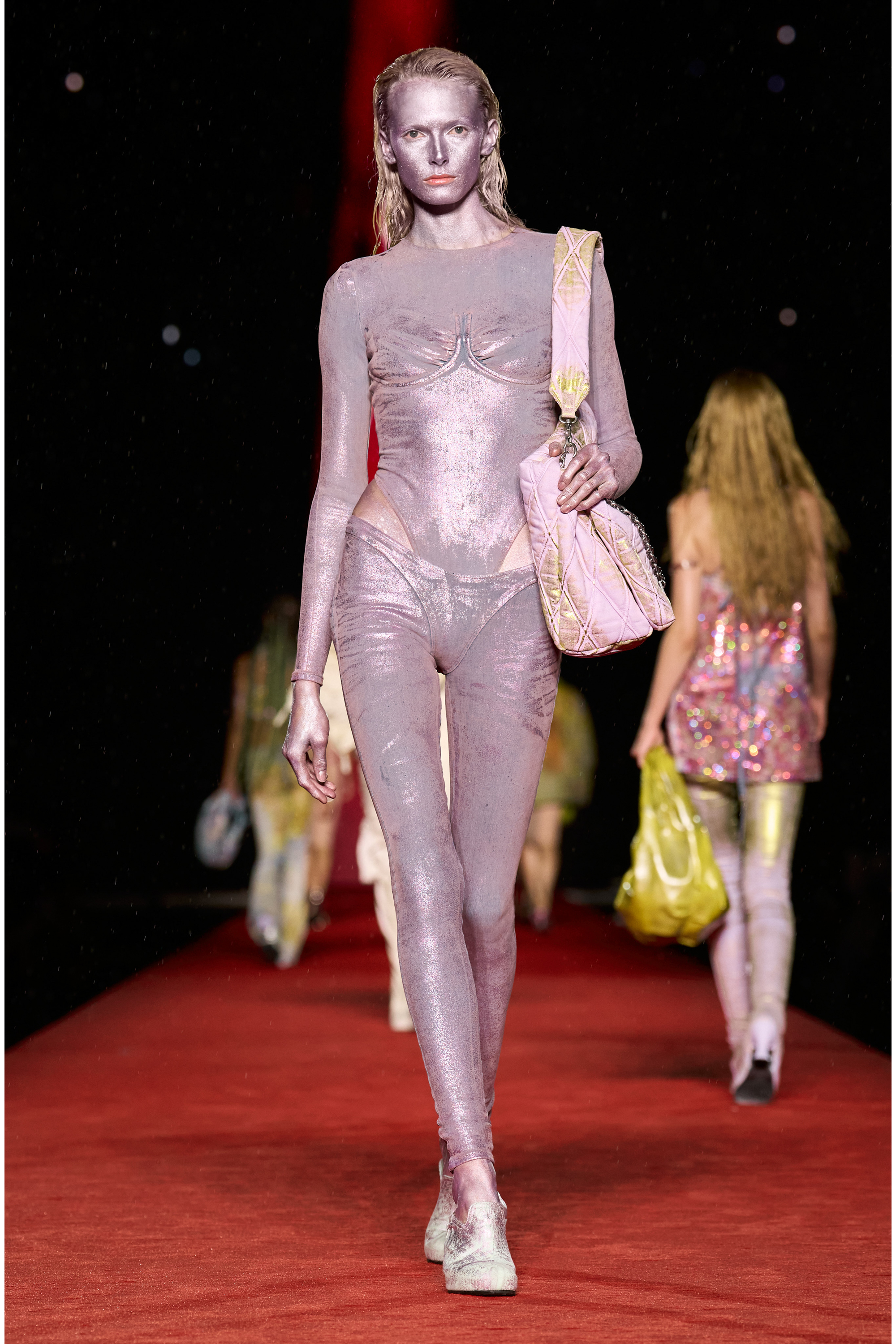 Diesel - DE-NIKKI-LS-FSE, Woman Bodysuit in shimmering denim in Pink - Image 6