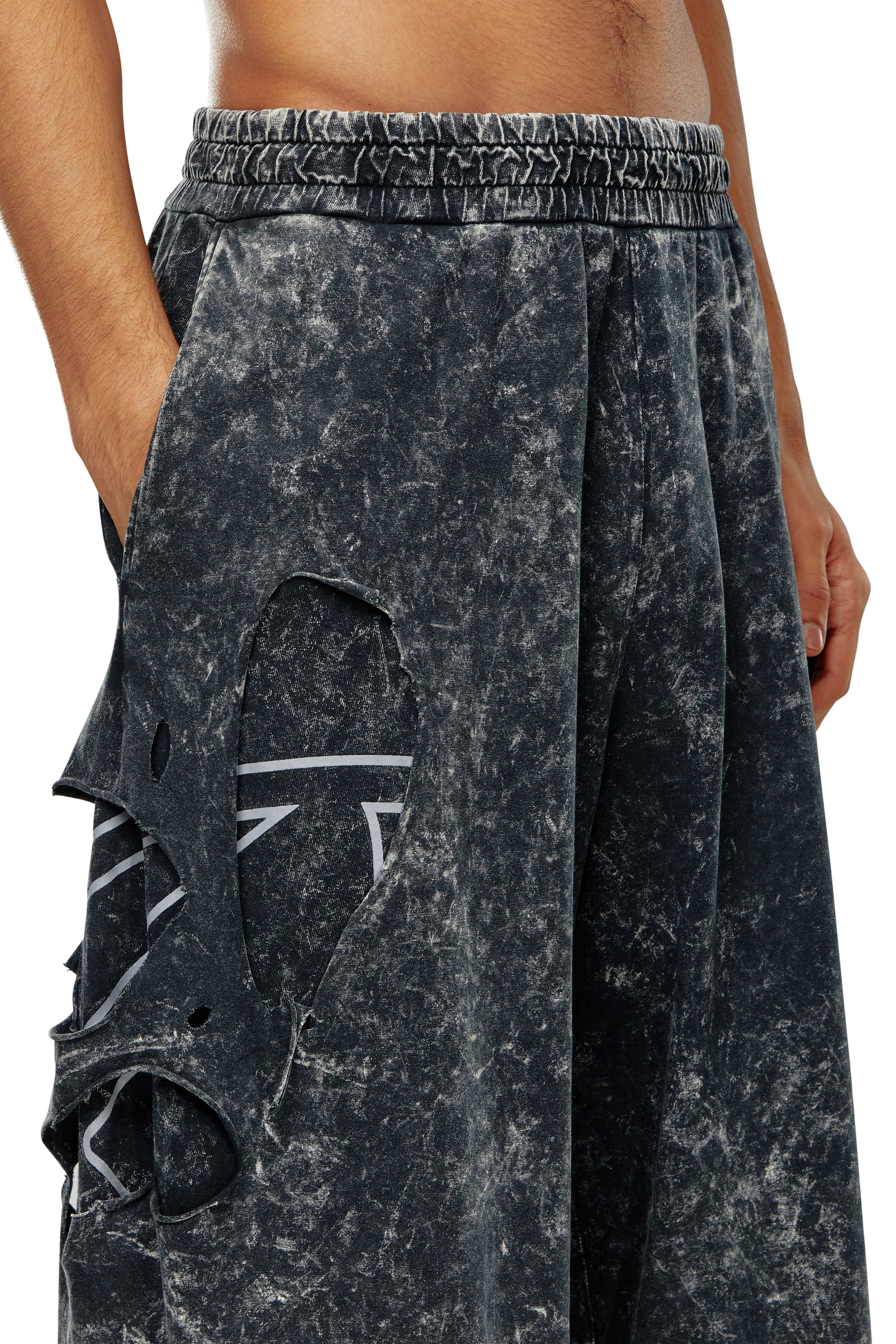 Diesel - P-ECKYO-PEELOVAL, Man Oval D pants in marble jersey in Black - Image 5