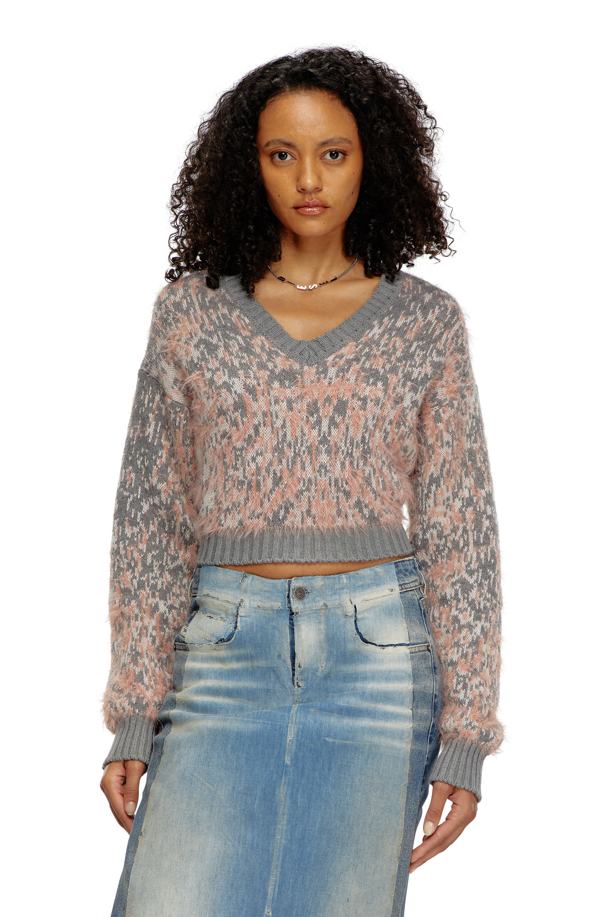Diesel - M-RENZA, Woman Cropped jumper with Rain Camo motif in Multicolor - Image 1