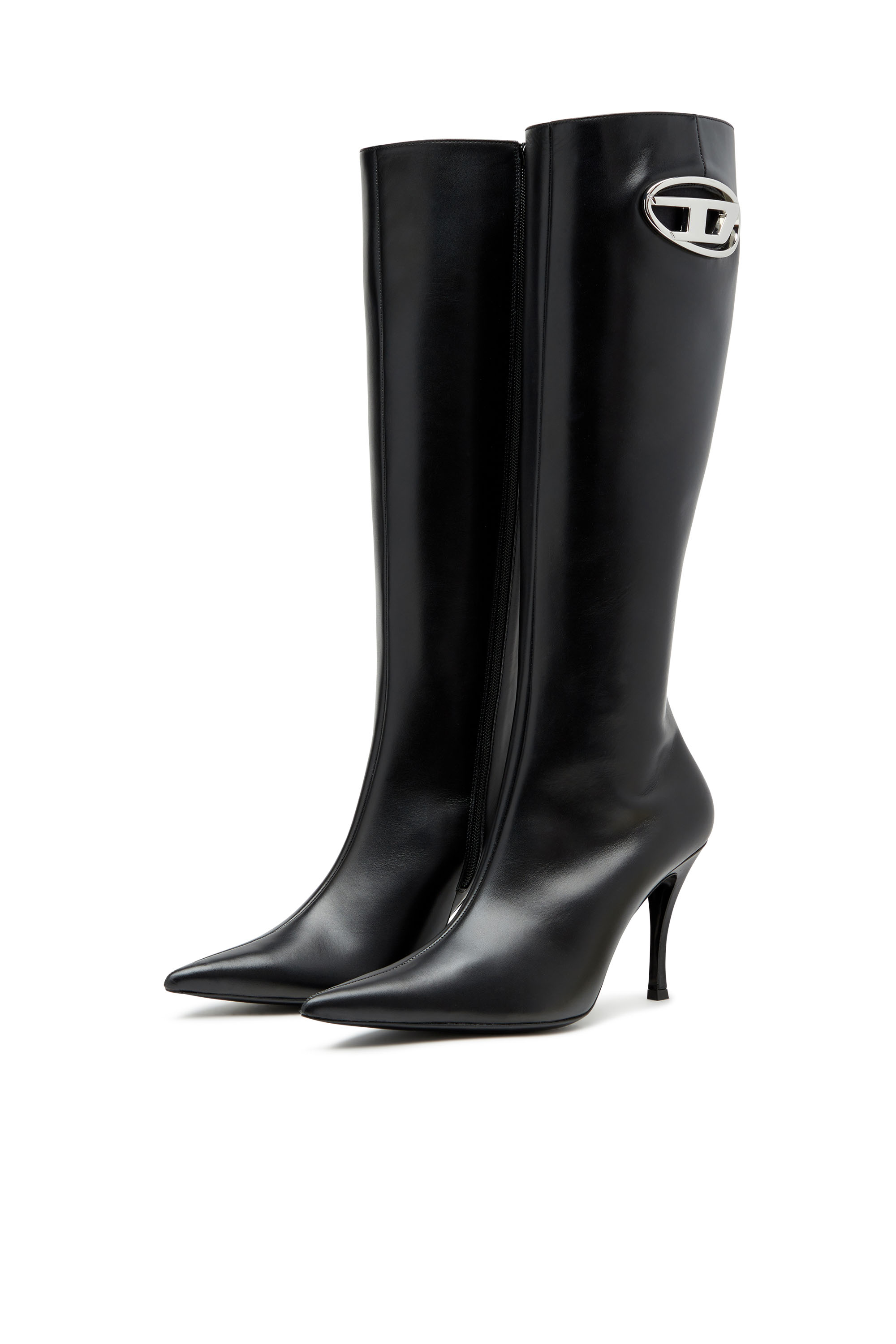 Diesel - D-VENUS HBT, Woman D-Venus-Leather boots with oval D plaque in Black - Image 6