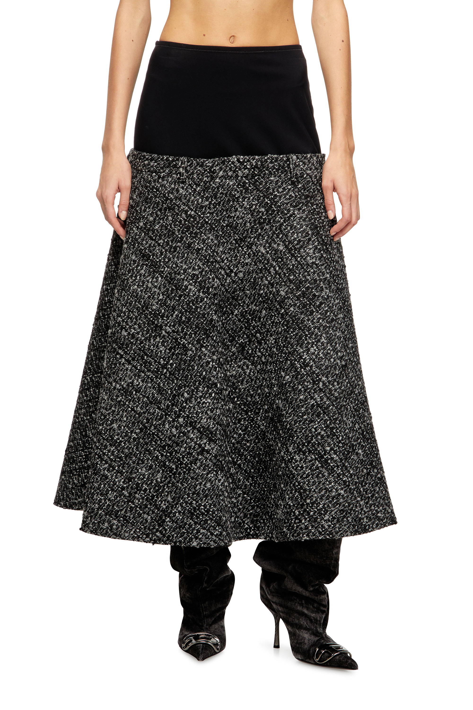 Diesel - O-GRACE, Woman's Bouclé skirt with stretch waist in Black - 3