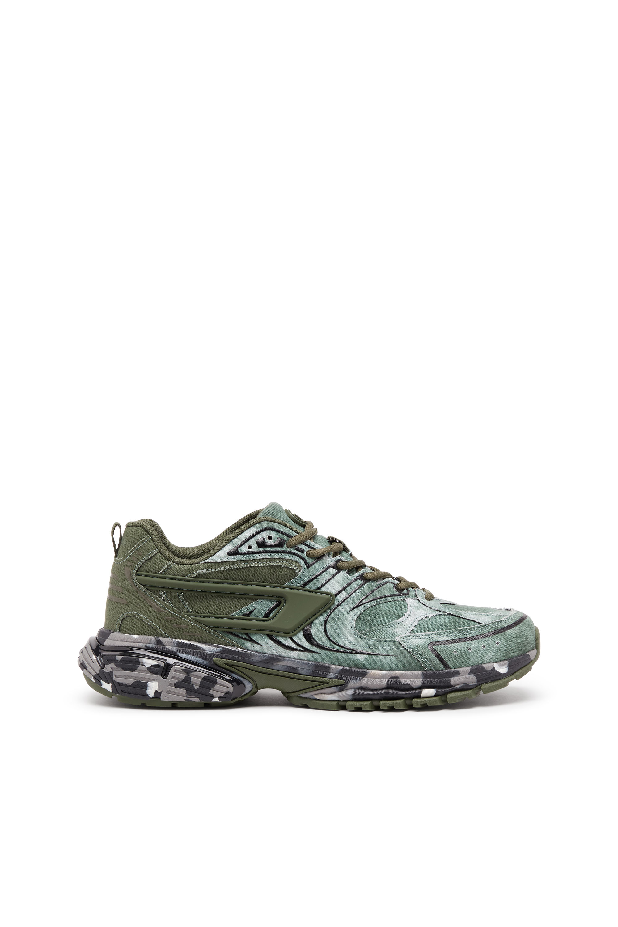 Diesel - S-SERENDIPITY PRO-X1, Man S-Serendipity-Tie-dye canvas sneakers with camo sole in Green - Image 1