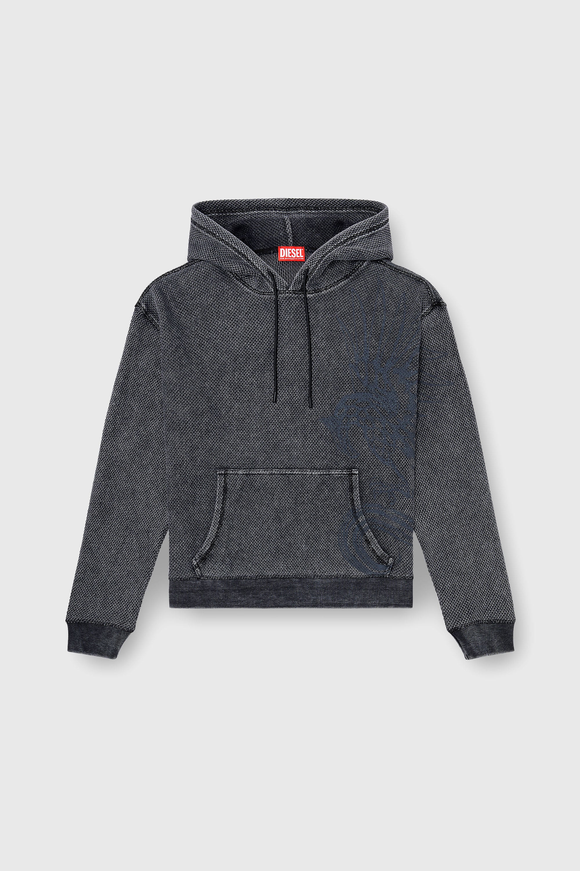 Diesel - S-NORM-HOOD-AA1, Man's Hoodie in textured cotton mesh in Dark grey - 2