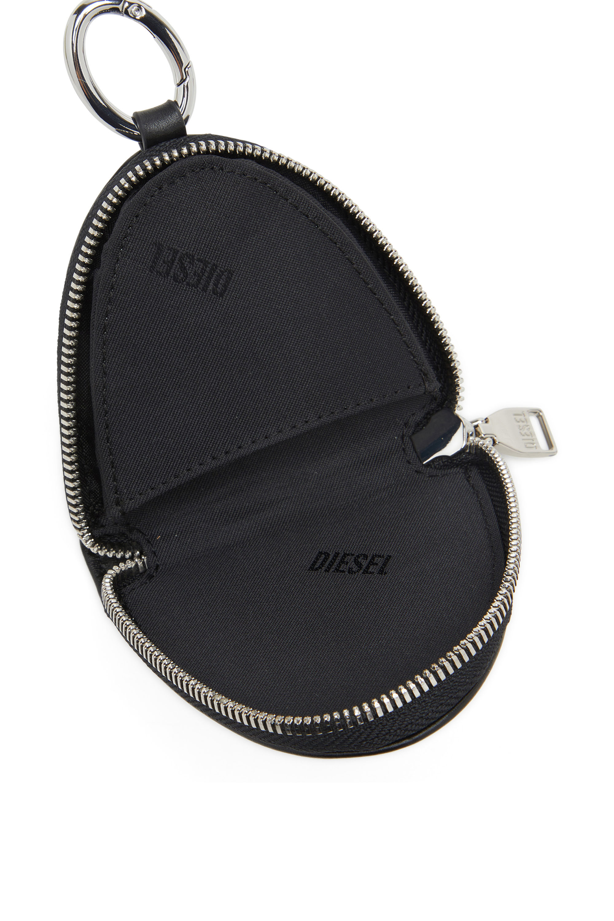 Diesel - 1DR-FOLD COIN PURSE ZIP, Woman Leather coin purse with embossed logo in Black - Image 3