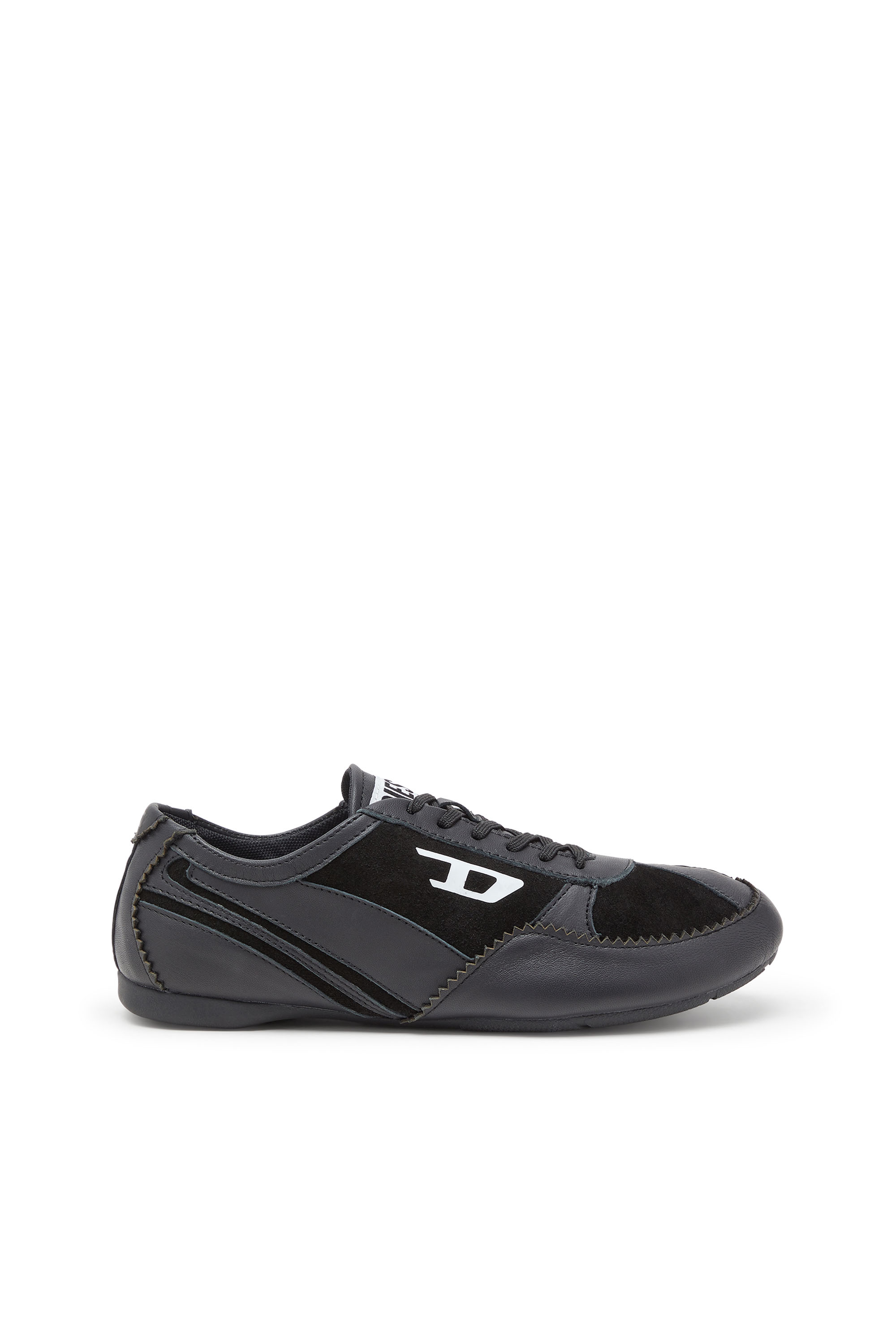 Diesel - D-MILE LOW W, Woman's D-Mile-Flat sneakers in leather and suede in Black - 1