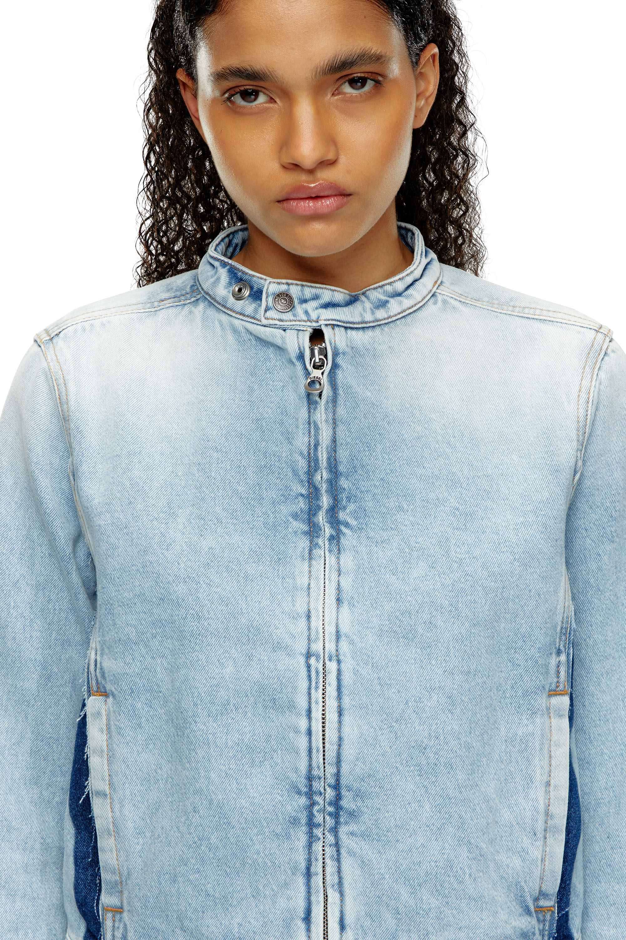 Diesel - DE-GLORY-S, Woman Slim jacket in two-tone denim in Blue - Image 5