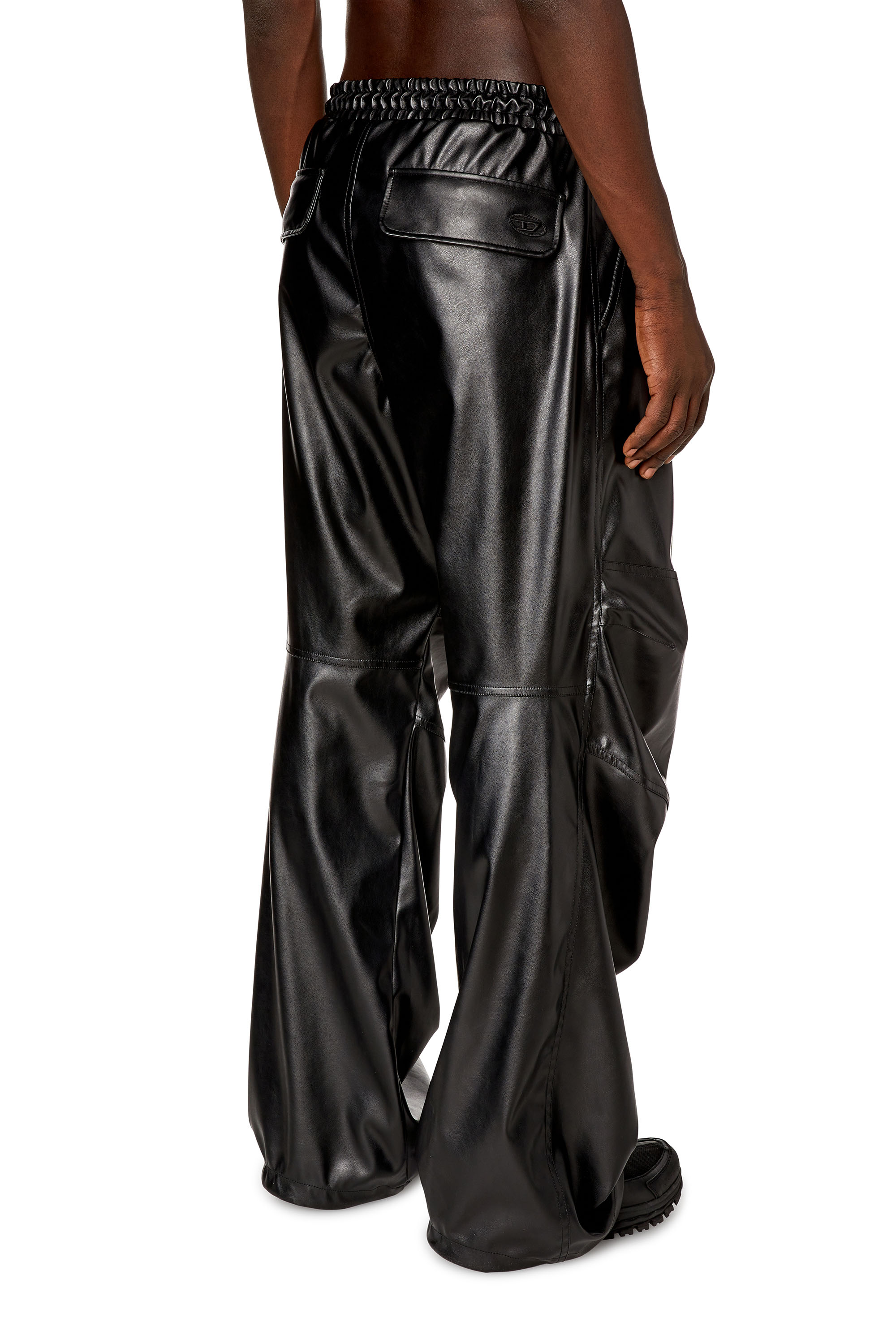Diesel - P-MARTY-LTH, Man Oversized cargo pants in coated fabric in Black - Image 3