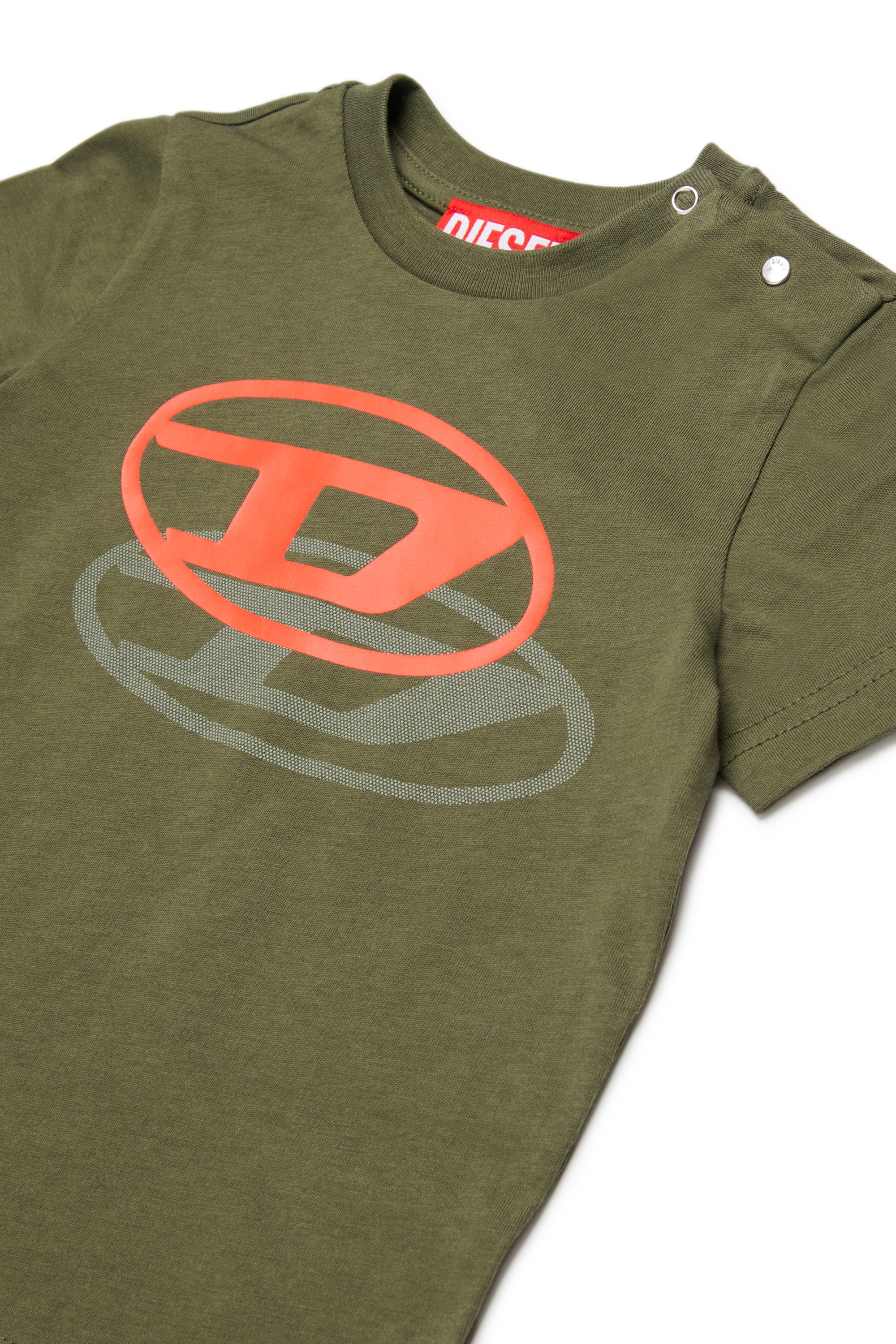 Diesel - TVALEB, Man's Cotton T-shirt with shadow logo in Green - 3