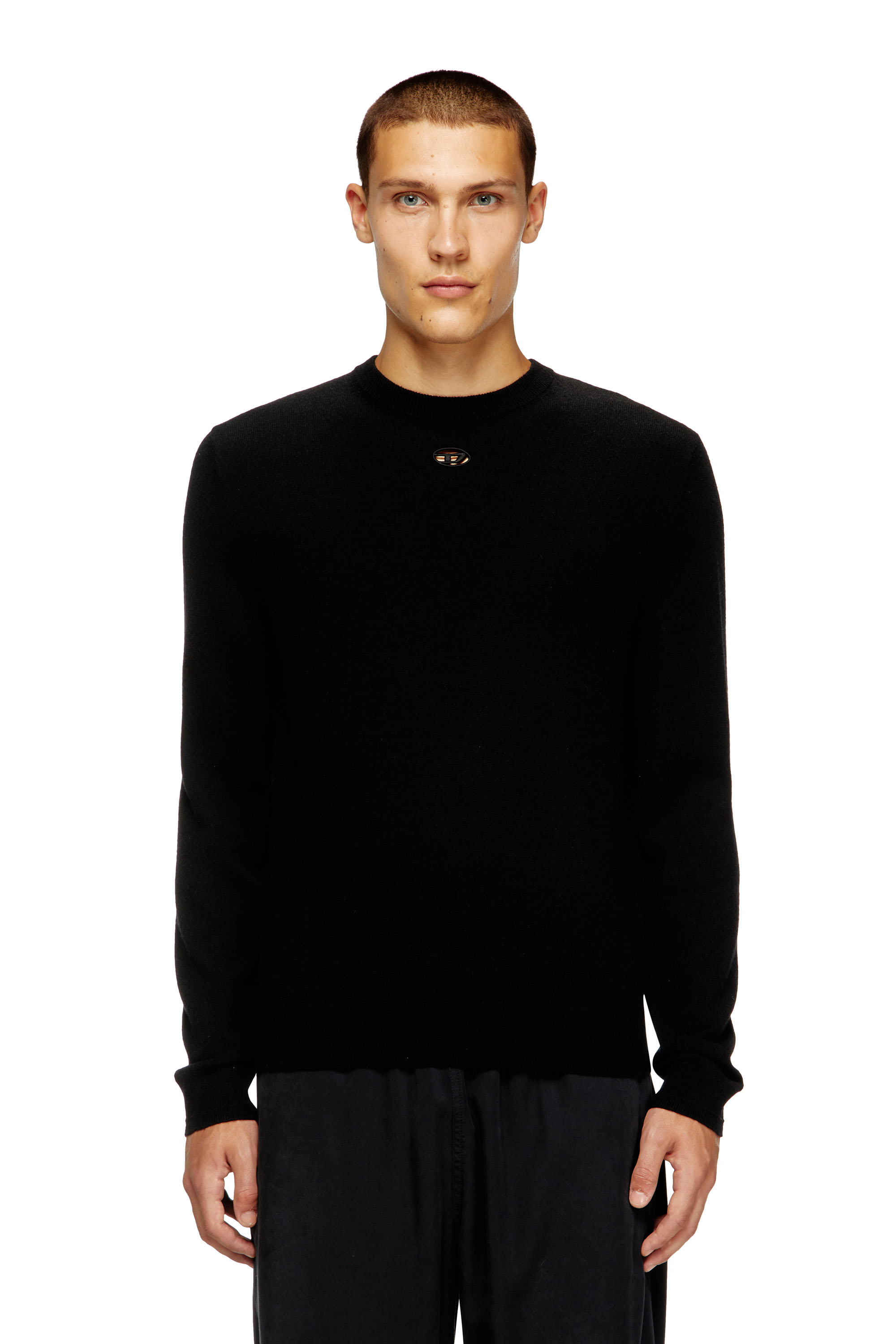 Diesel - K-VIERI, Man's Wool and cashmere jumper in Black - 1