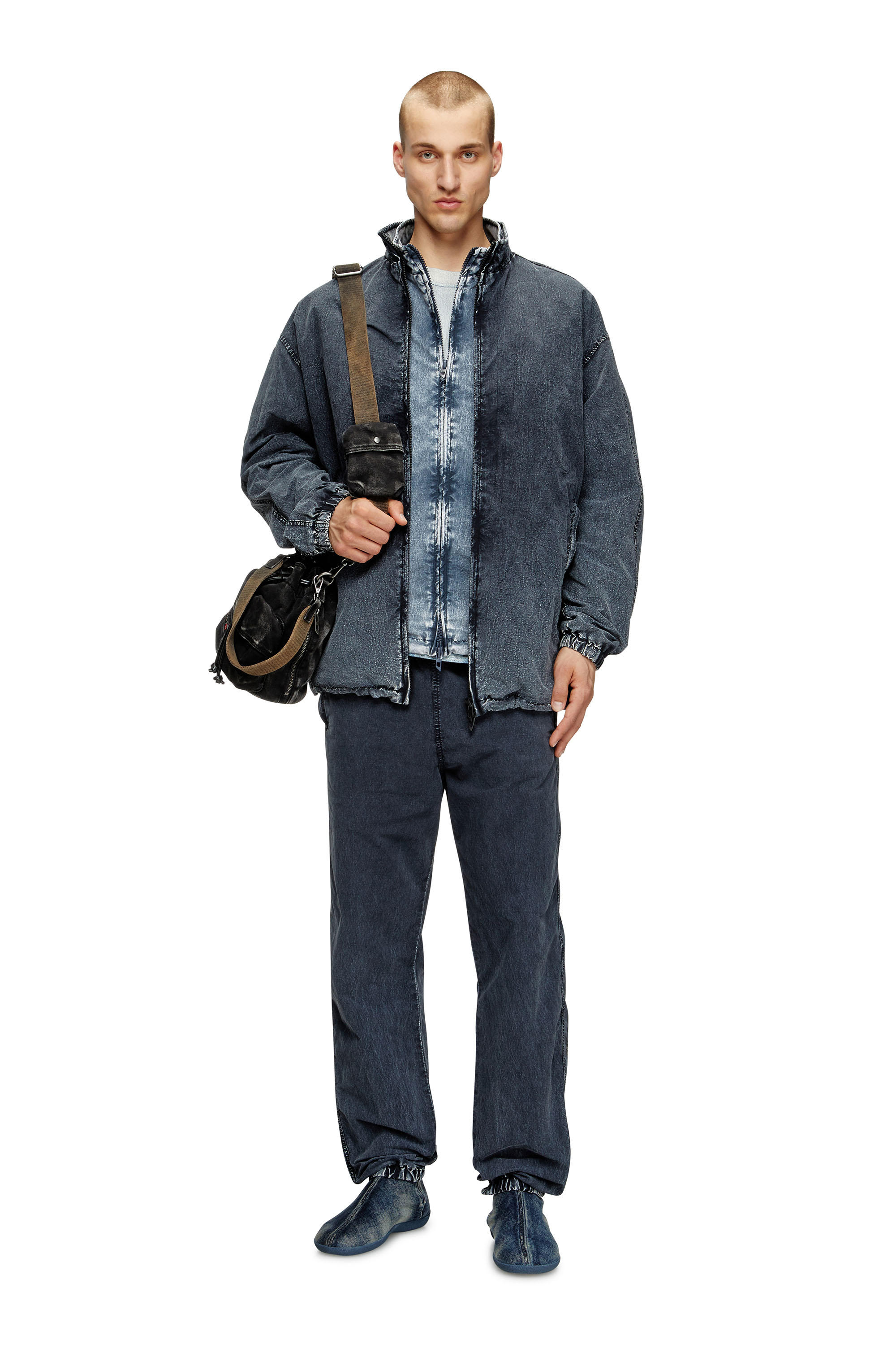 Diesel - J-WILSON, Man's Jacket in recycled nylon taslan in Black - 1