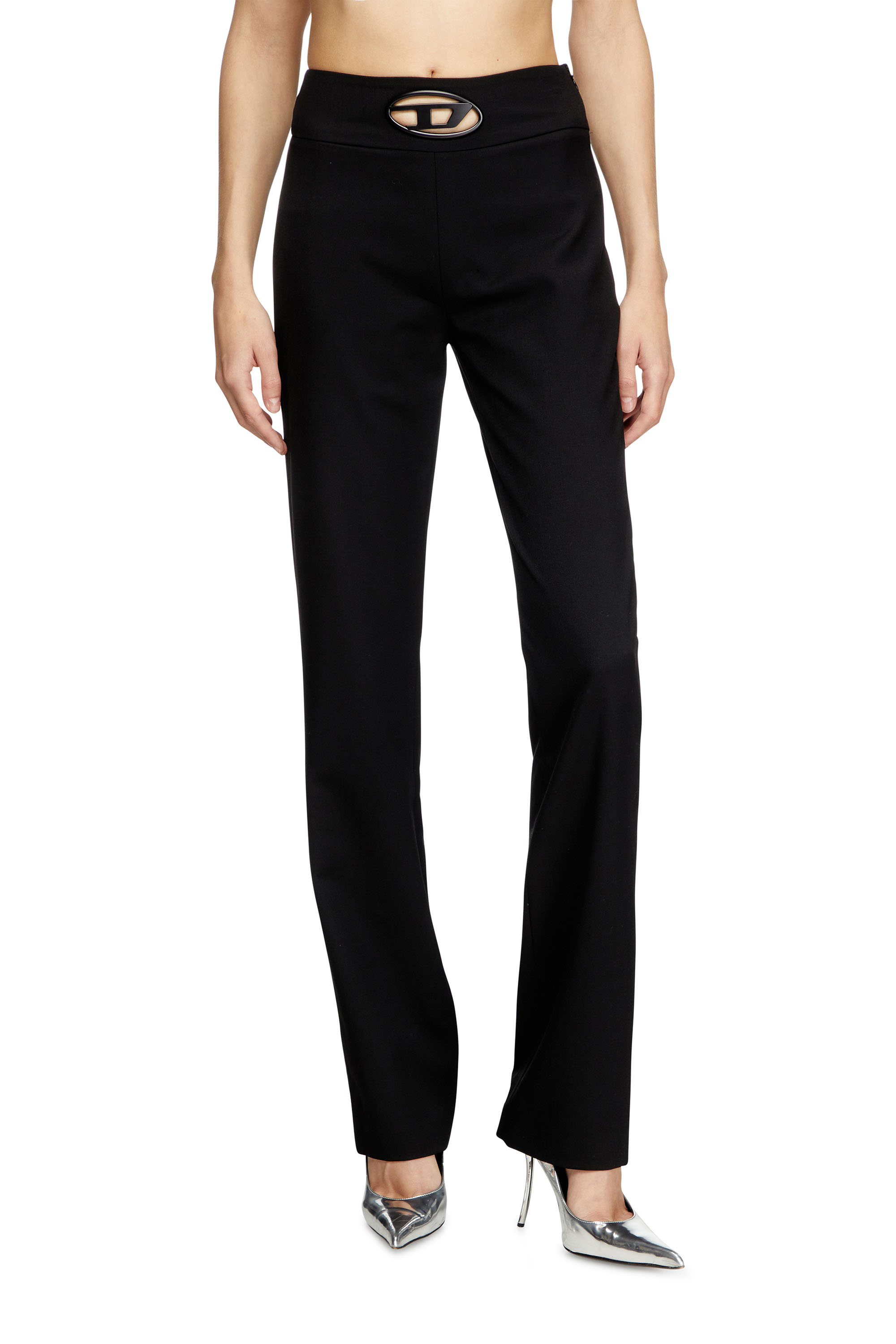 Diesel - P-ERSY, Woman's High waisted wool twill pants in Black - 3