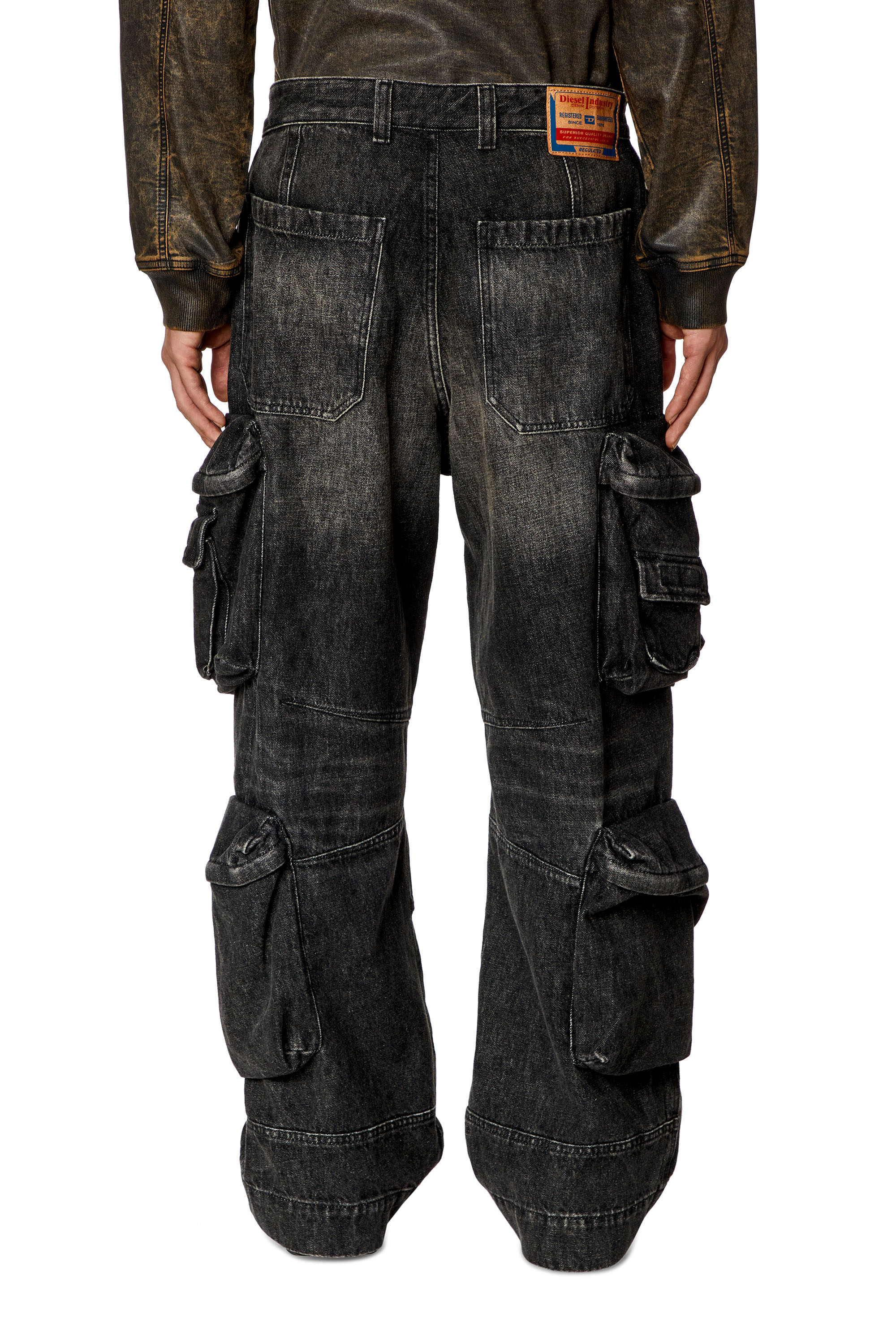 Diesel - Man Straight Jeans D-Fish 0GHAA, Black/Dark grey - Image 3