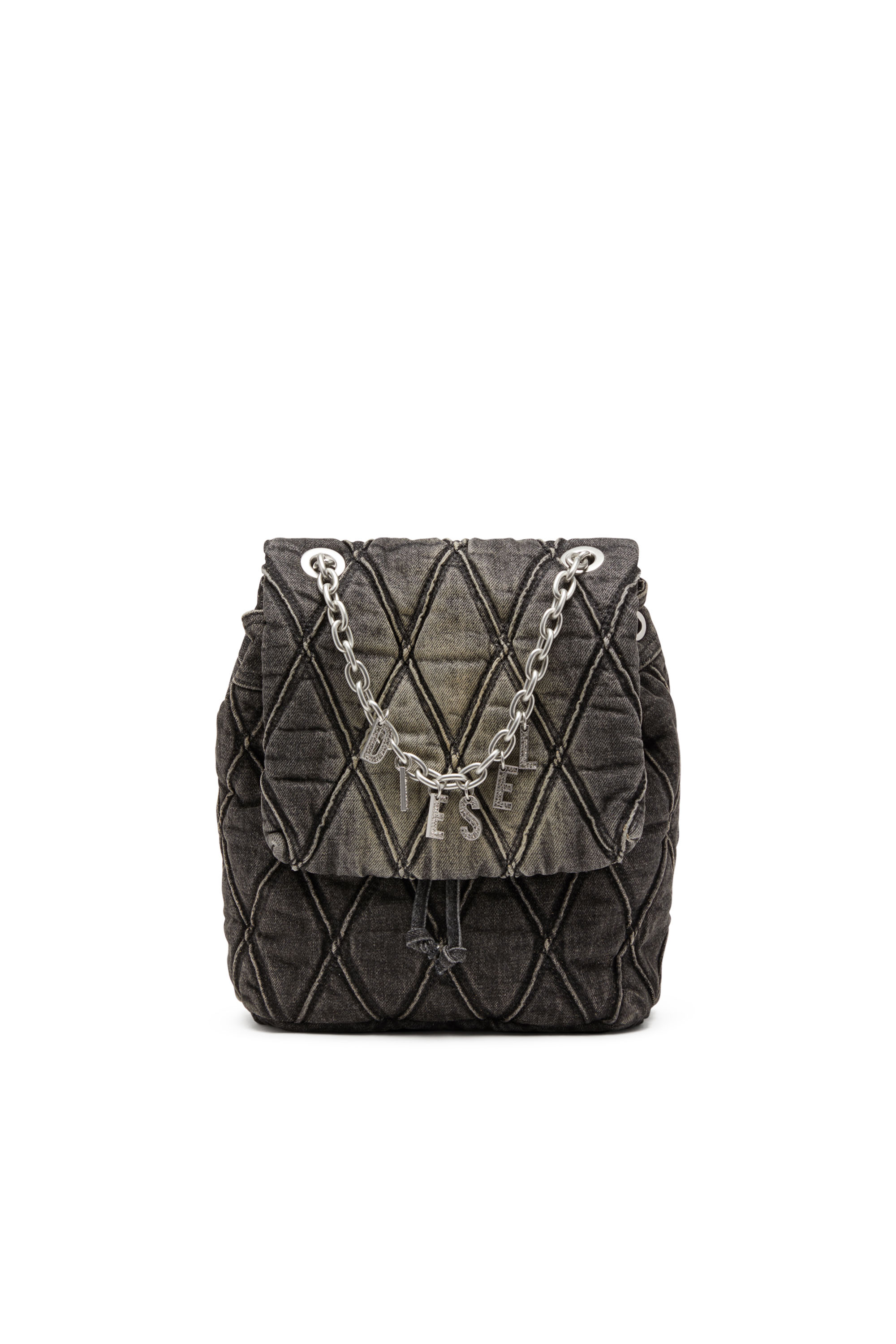 Diesel - CHARM-D BACKPACK S, Woman's Charm-D S-Backpack in Argyle quilted denim in Black - 2
